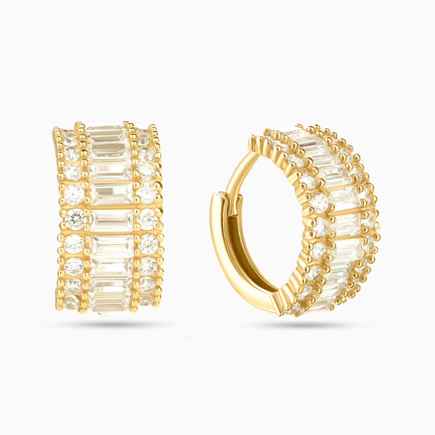 Baguette Cubic Zirconia Stud Earrings in 18K Gold Baguette Cubic Zirconia Stud Earrings in 18K Gold