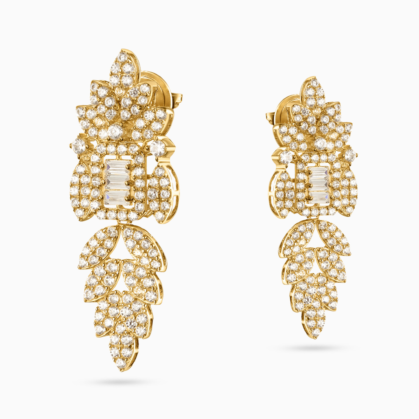 18K Gold Cubic Zirconia Drop Earrings - 3