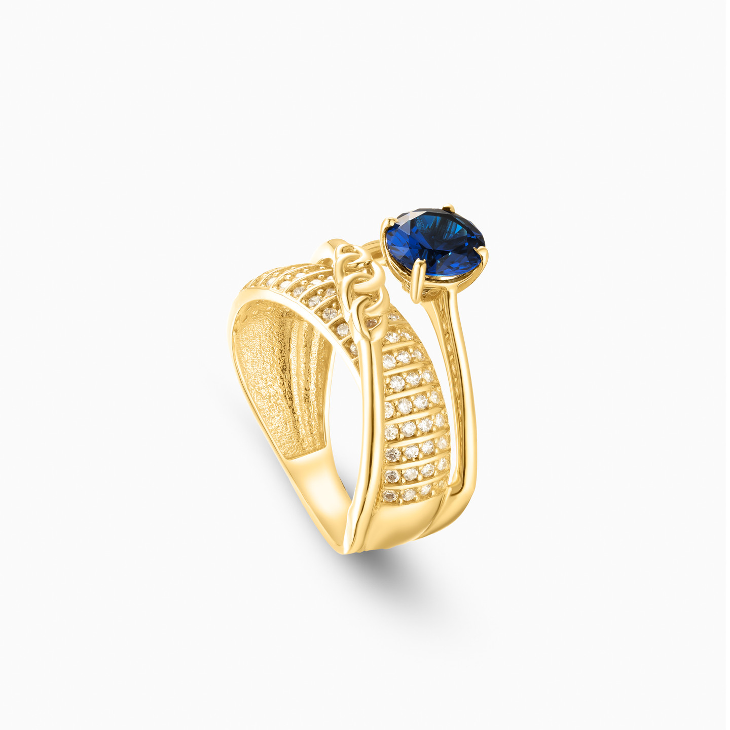 Circle Blue Stone Ring in 18K Gold - 2 Circle Blue Stone Ring in 18K Gold - 2