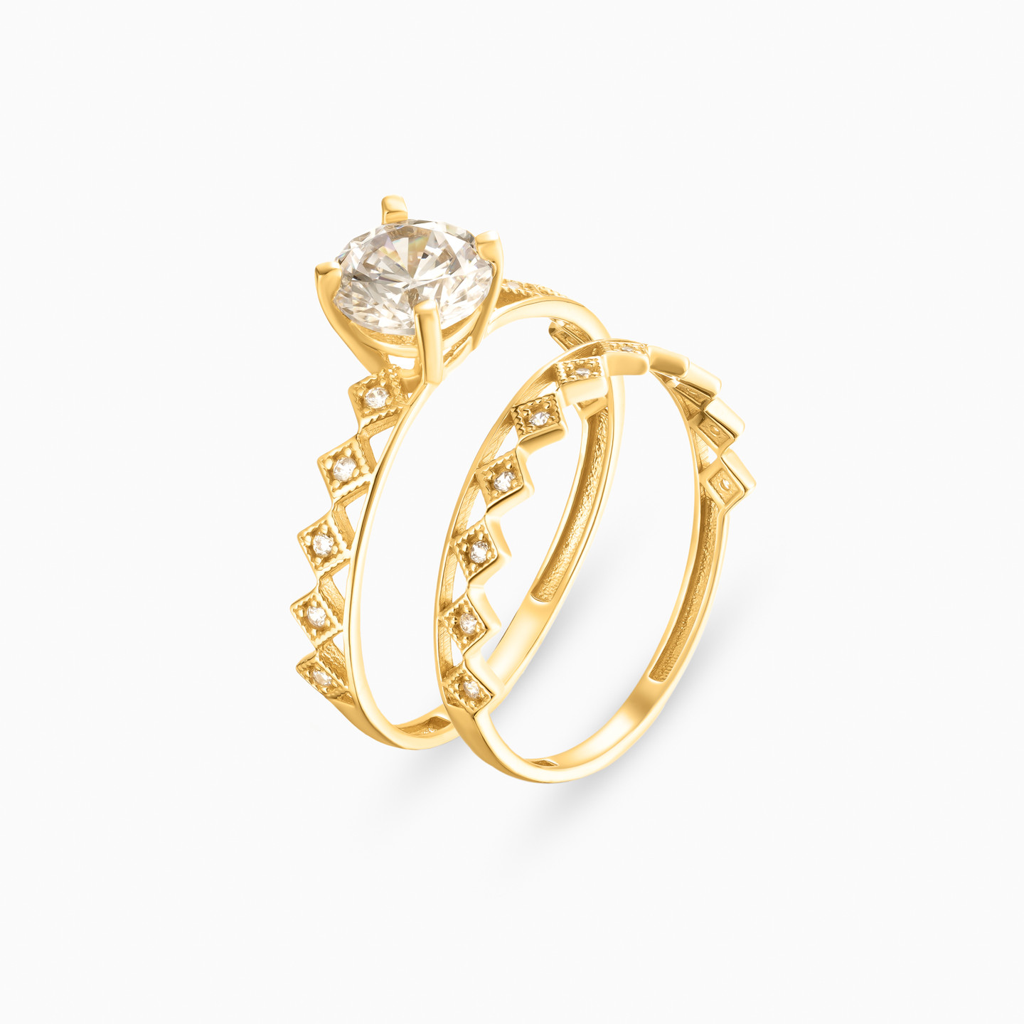 18K Gold Cubic Zirconia Twin Rings