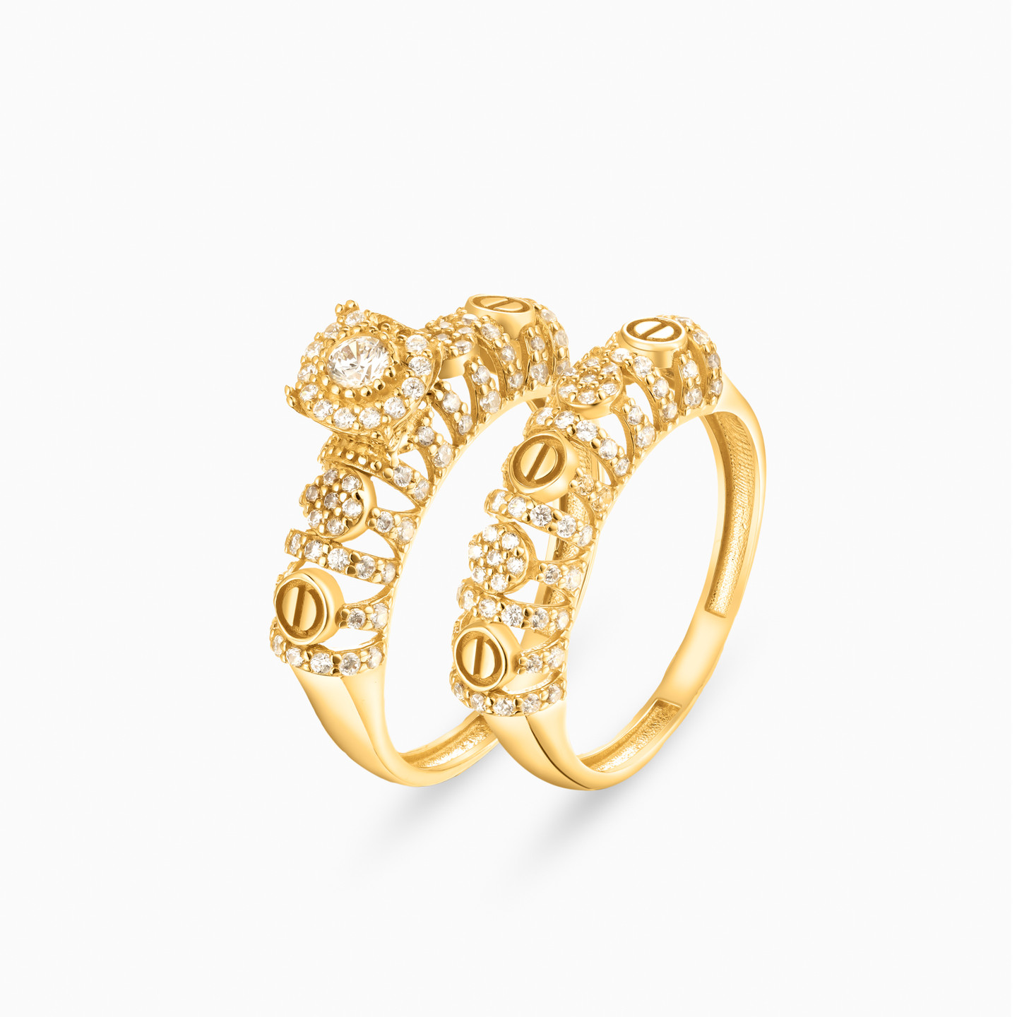 18K Gold Cubic Zirconia Twin Rings