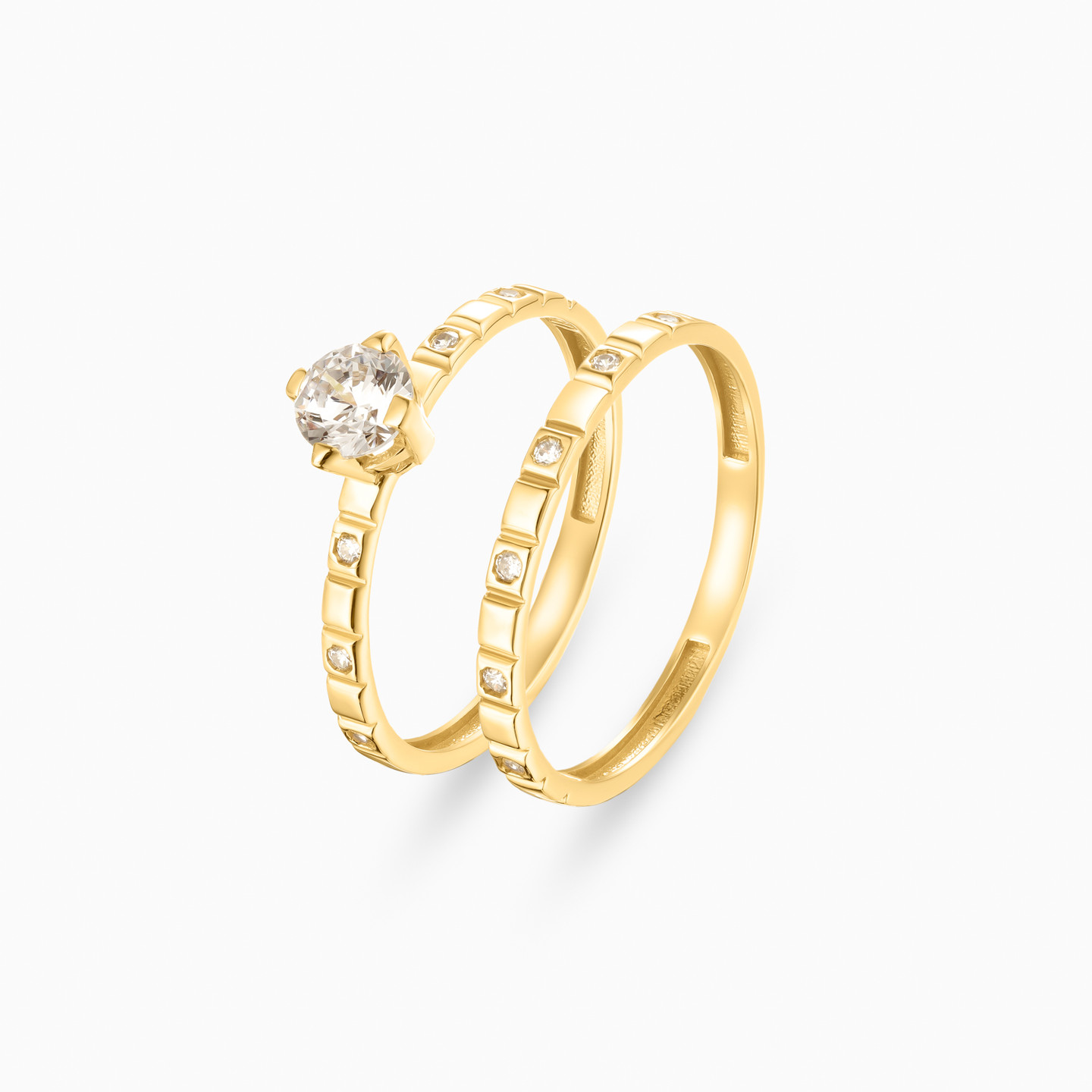 18K Gold Cubic Zirconia Twin Rings