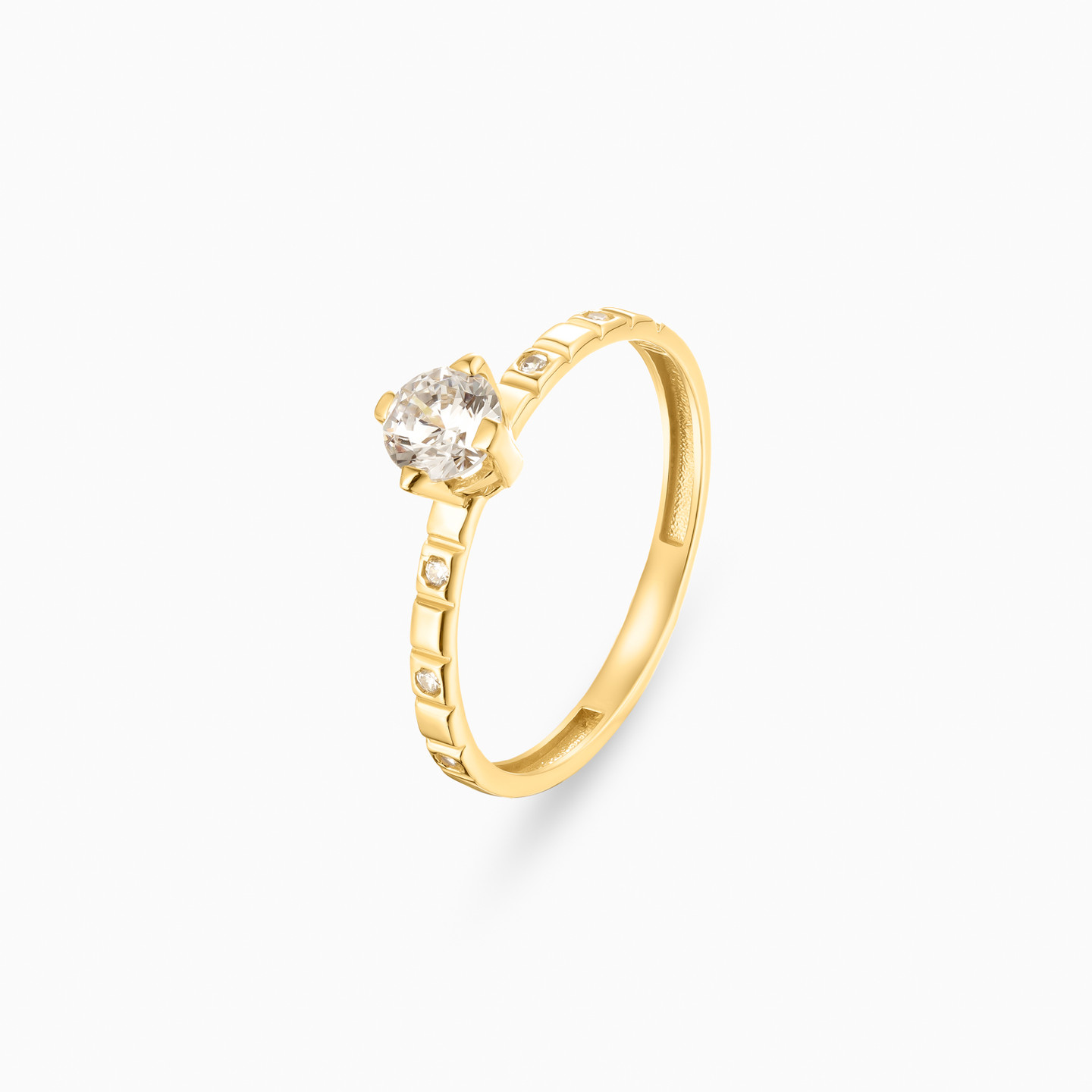Circle Cubic Zirconia Twin Rings in 18K Gold - 2 Circle Cubic Zirconia Twin Rings in 18K Gold - 2