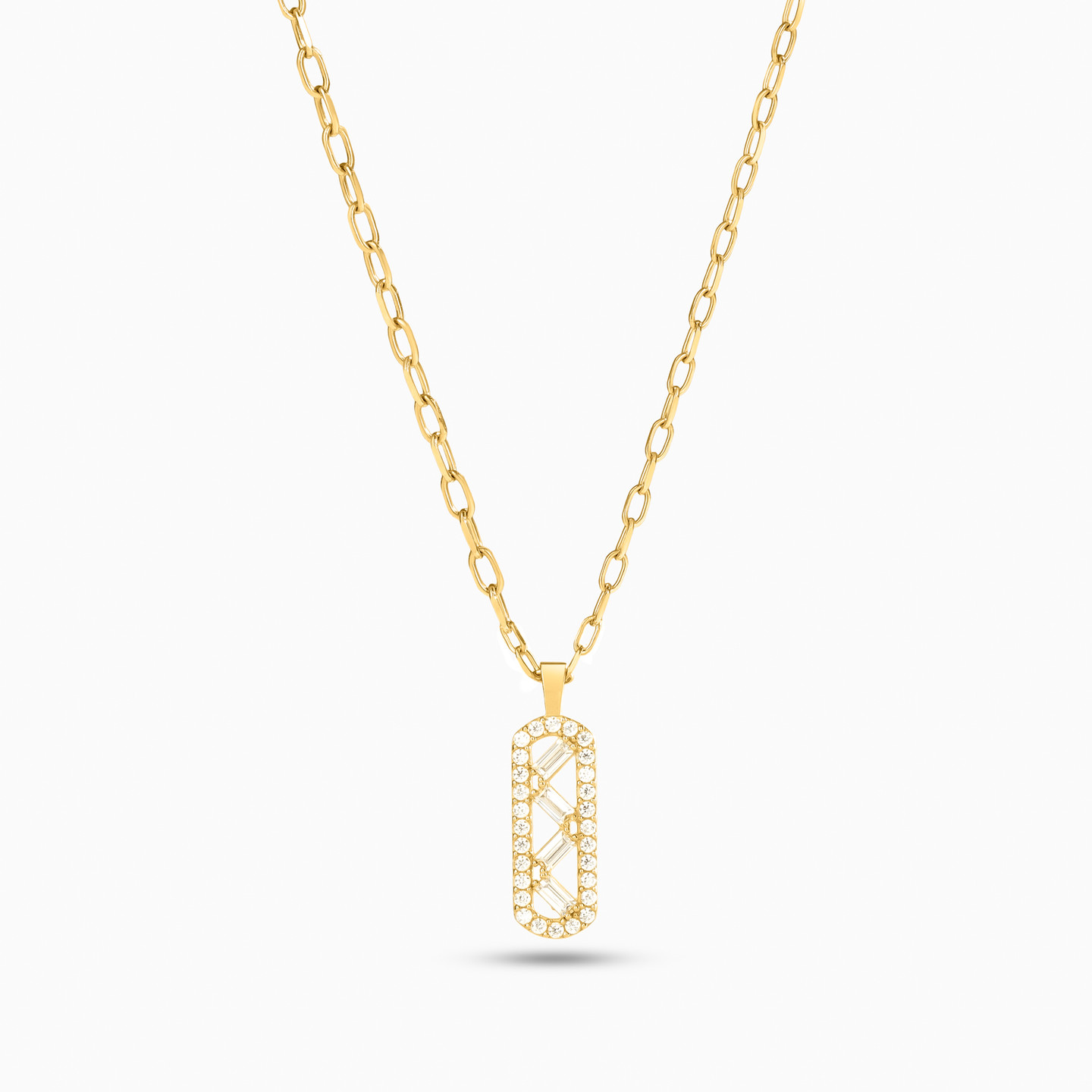 18K Gold Cubic Zirconia Pendant Necklace - 3