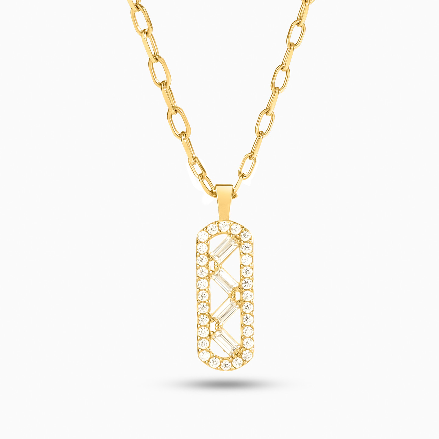 18K Gold Cubic Zirconia Pendant Necklace