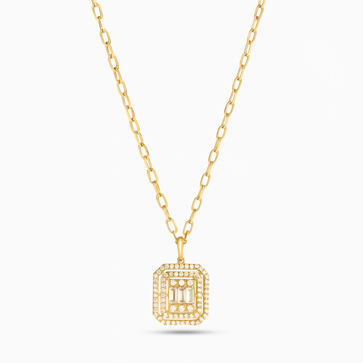 18K Gold Cubic Zirconia Pendant Necklace - 3