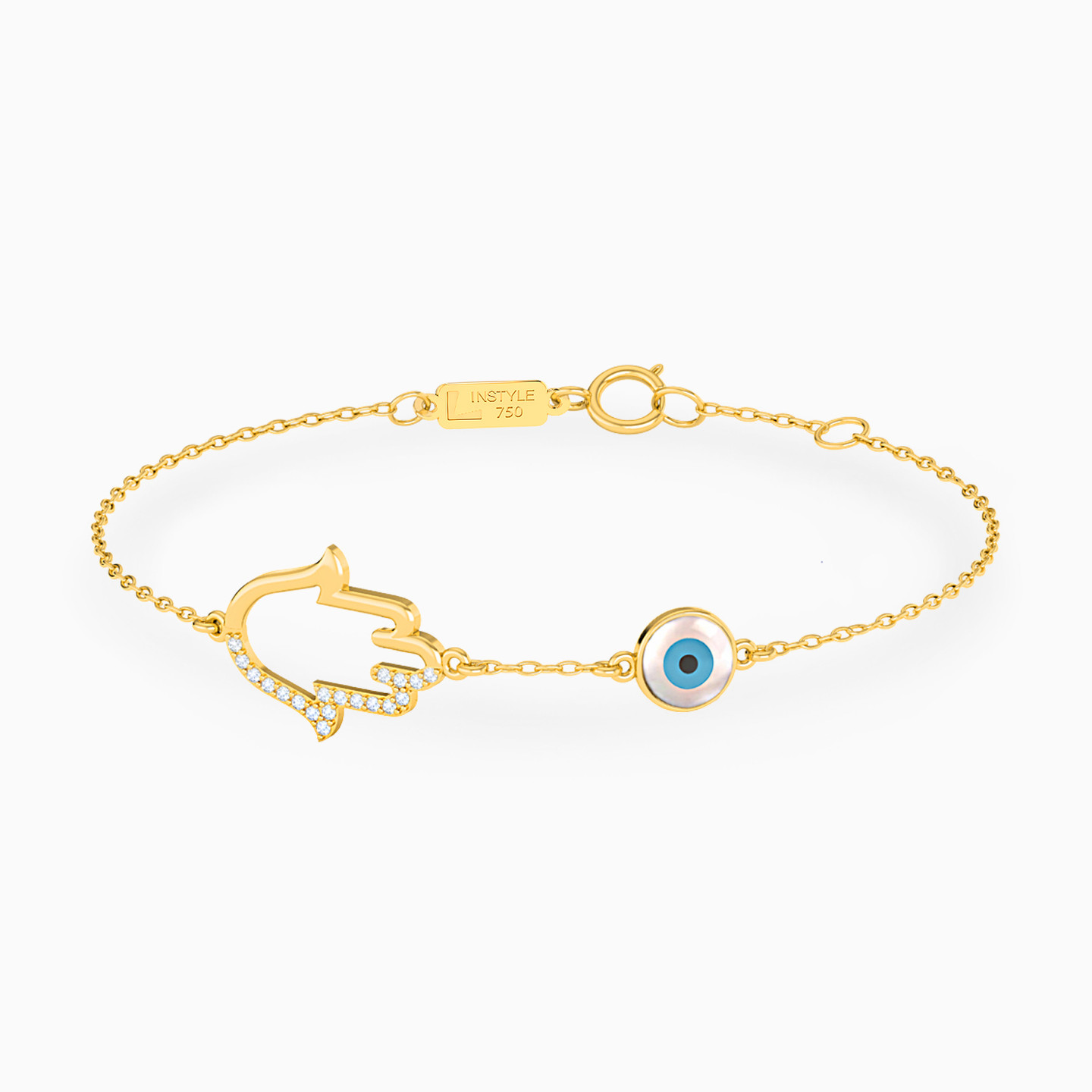 Evil Eye Cubic Zirconia Chain Bracelet in 18K Gold Evil Eye Cubic Zirconia Chain Bracelet in 18K Gold