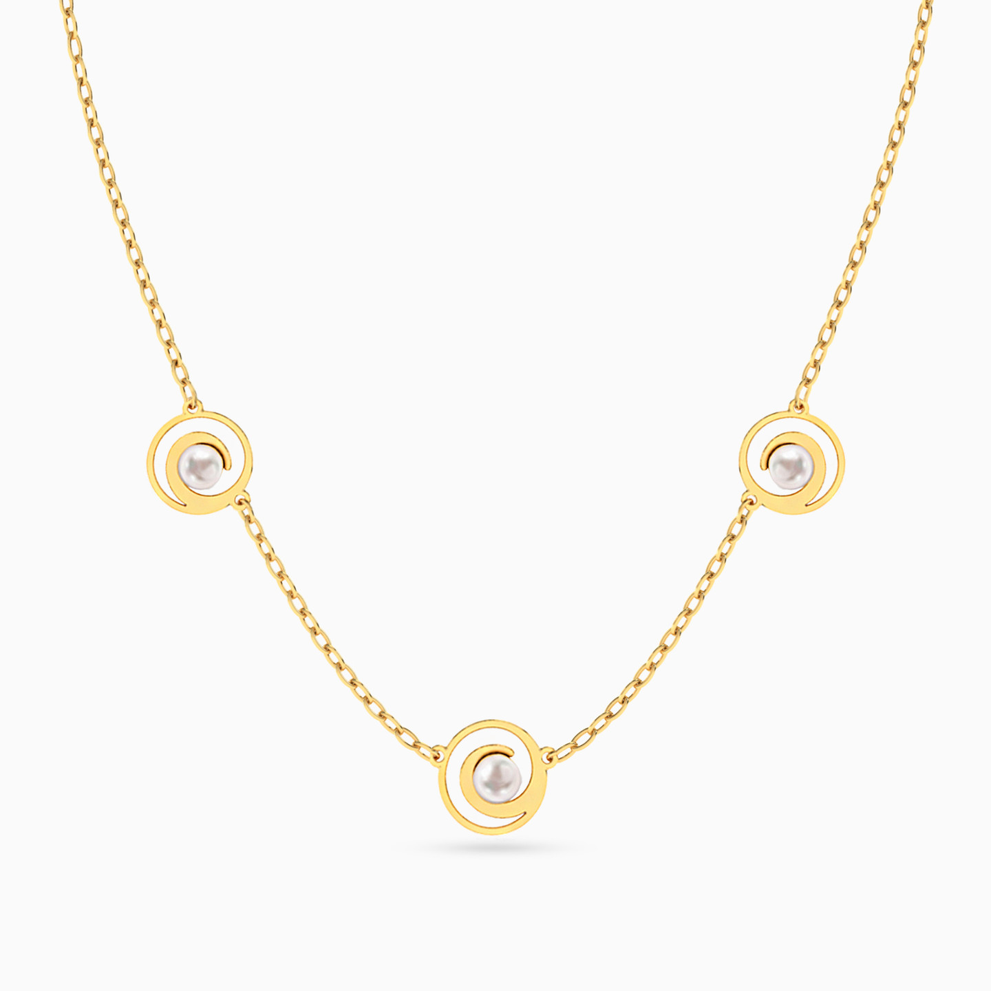 Round Pearl Chain Necklace in 18K Gold Round Pearl Chain Necklace in 18K Gold