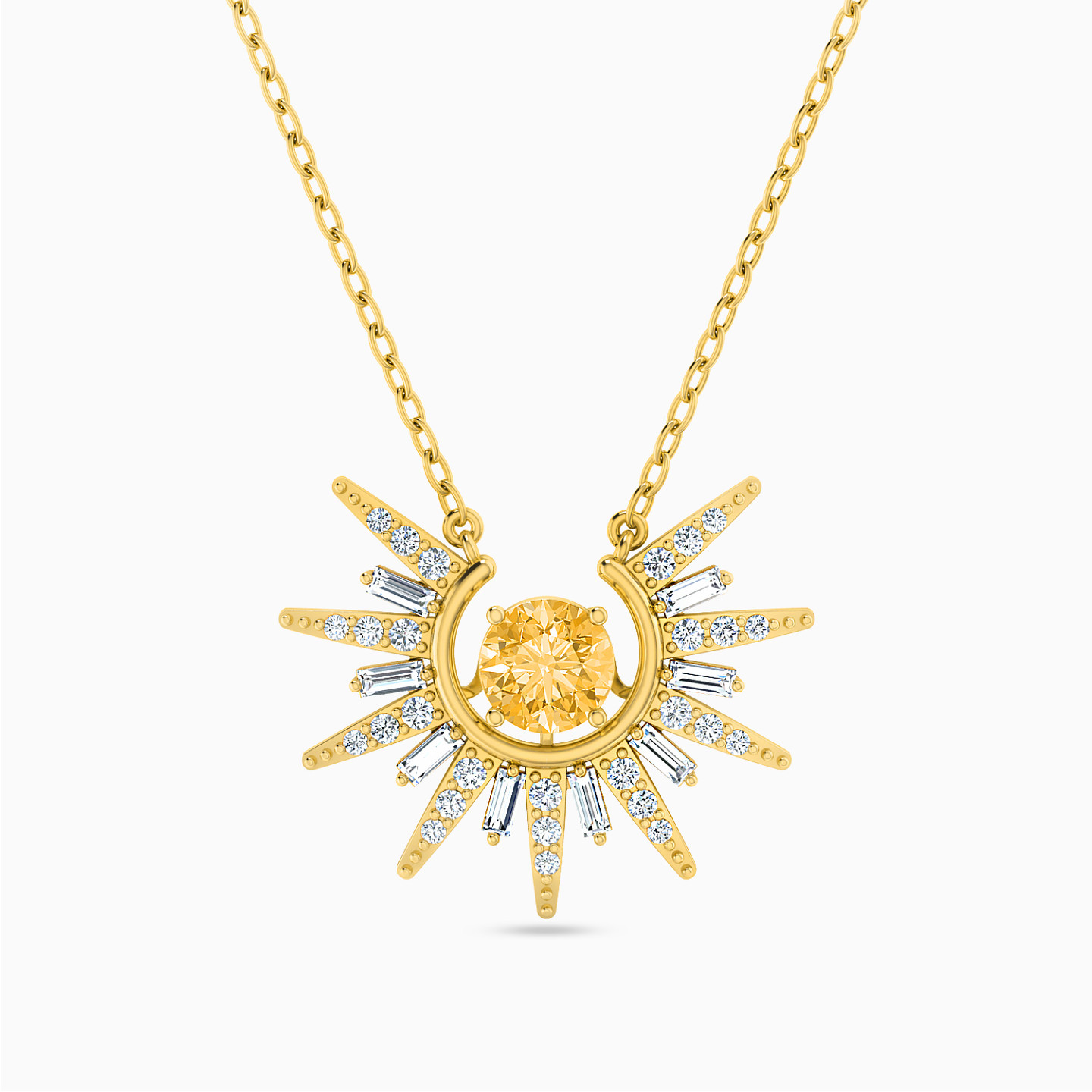 سلسلة ذهب شمس عيار 18 قيراط مزينة بحجر أصفر سلسلة ذهب شمس عيار 18 قيراط مزينة بحجر أصفر