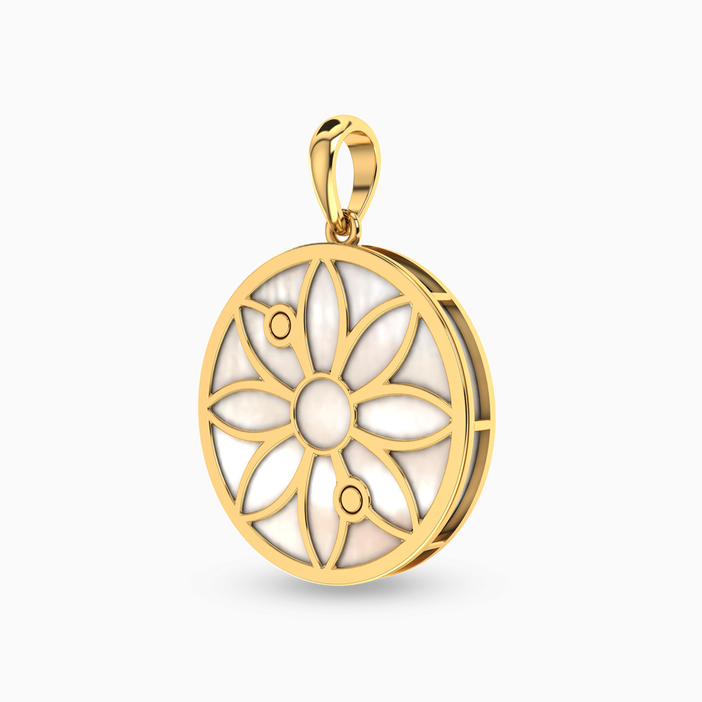 دلاية ذهب حرف F عيار 18 قيراط مزينة بالؤلؤ - 3