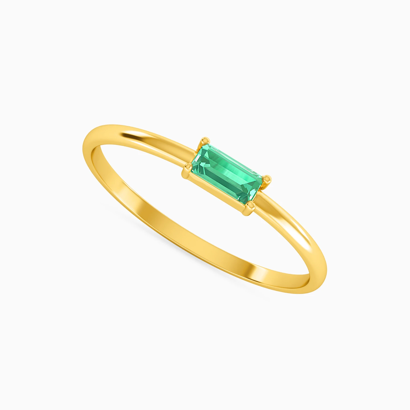 Baguette Green Stones Statement Ring in 18K Gold - 2 Baguette Green Stones Statement Ring in 18K Gold - 2