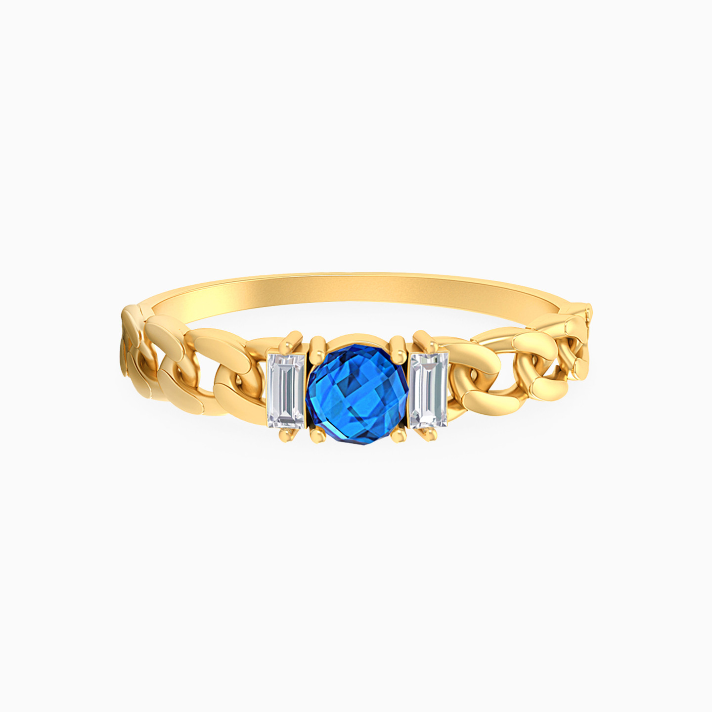 Round Blue Stone Statement Ring in 18K Gold