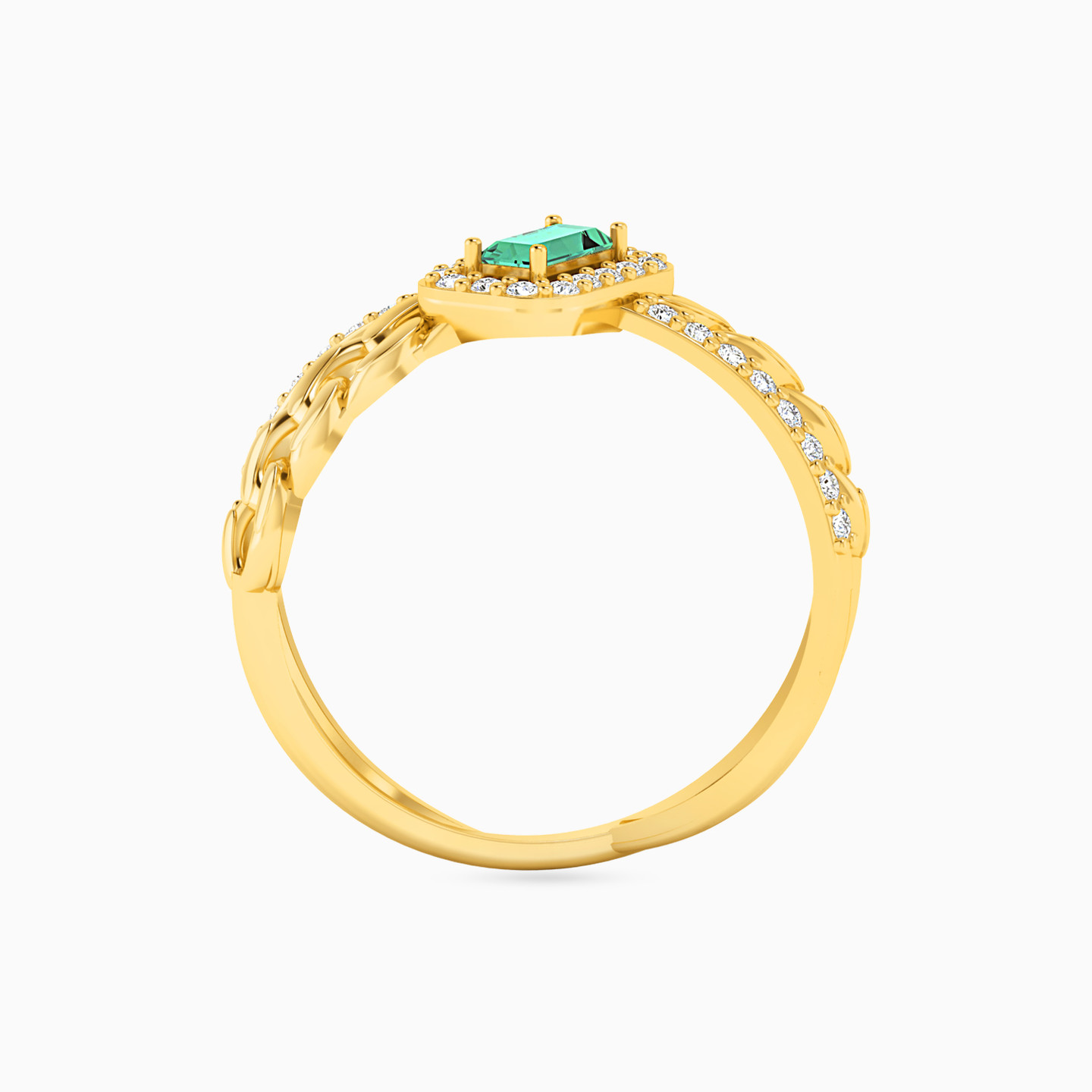 Baguette Green Stones Statement Ring in 18K Gold - 3 Baguette Green Stones Statement Ring in 18K Gold - 3