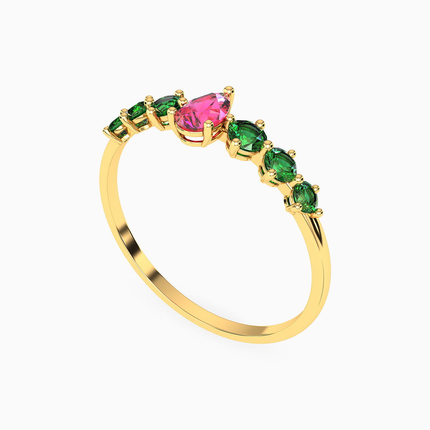 14K Gold Colored Stones Statement Ring - 2