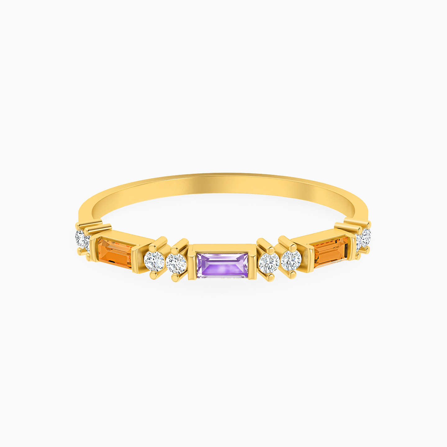 18K Gold Colored Stones Statement Ring