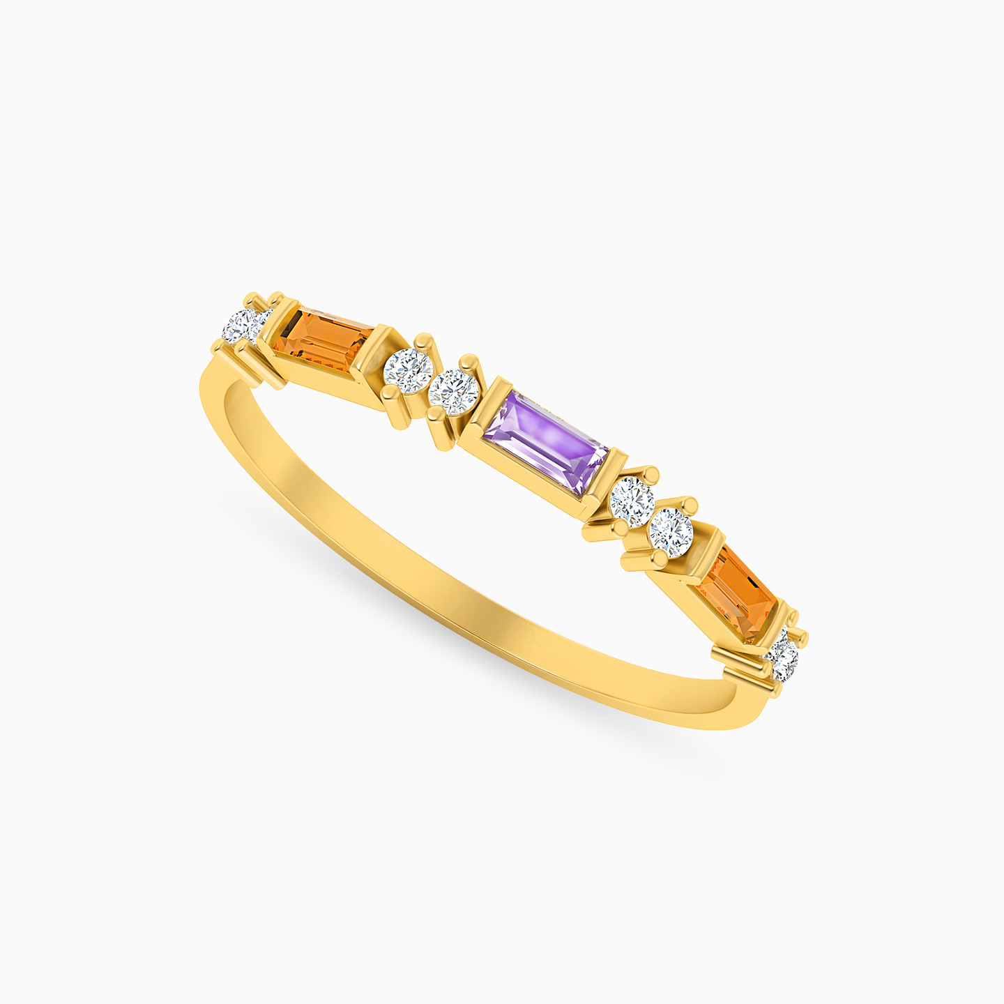 18K Gold Colored Stones Statement Ring - 2