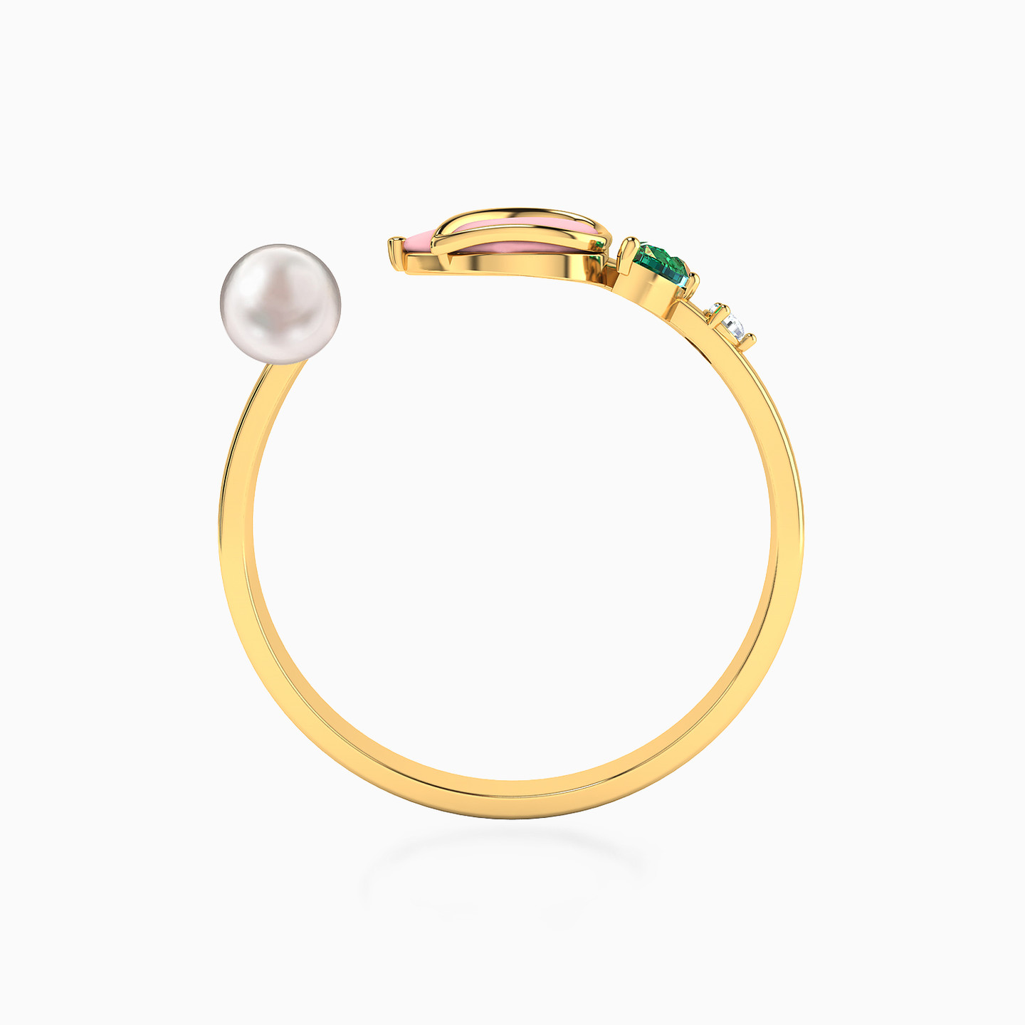 Tulip Colored Stones Two Headed Ring in 18K Gold - 3 Tulip Colored Stones Two Headed Ring in 18K Gold - 3