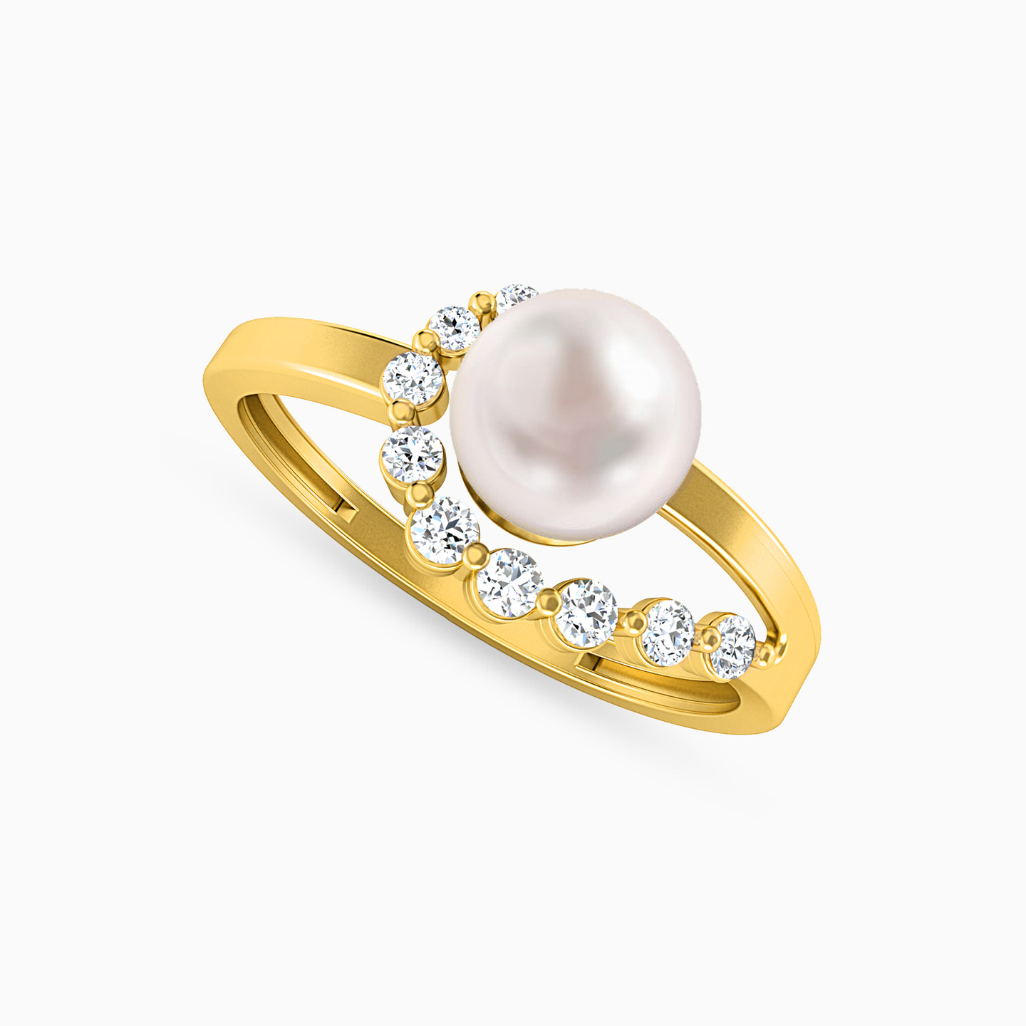 Round Pearls & Colored Stones Statement Ring in 18K Gold - 2 Round Pearls & Colored Stones Statement Ring in 18K Gold - 2