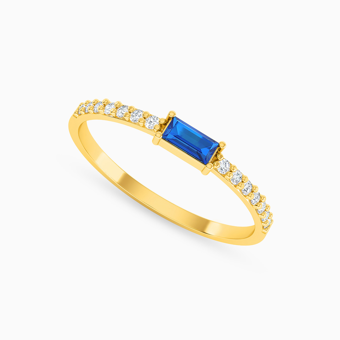 Baguette Blue Stone Statement Ring in 18K Gold - 2