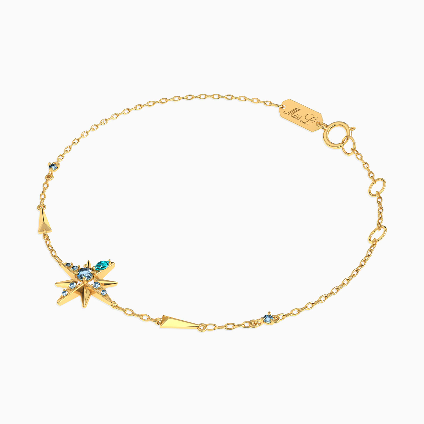 Star Colored Stones Chain Bracelet in 18K Gold - 2