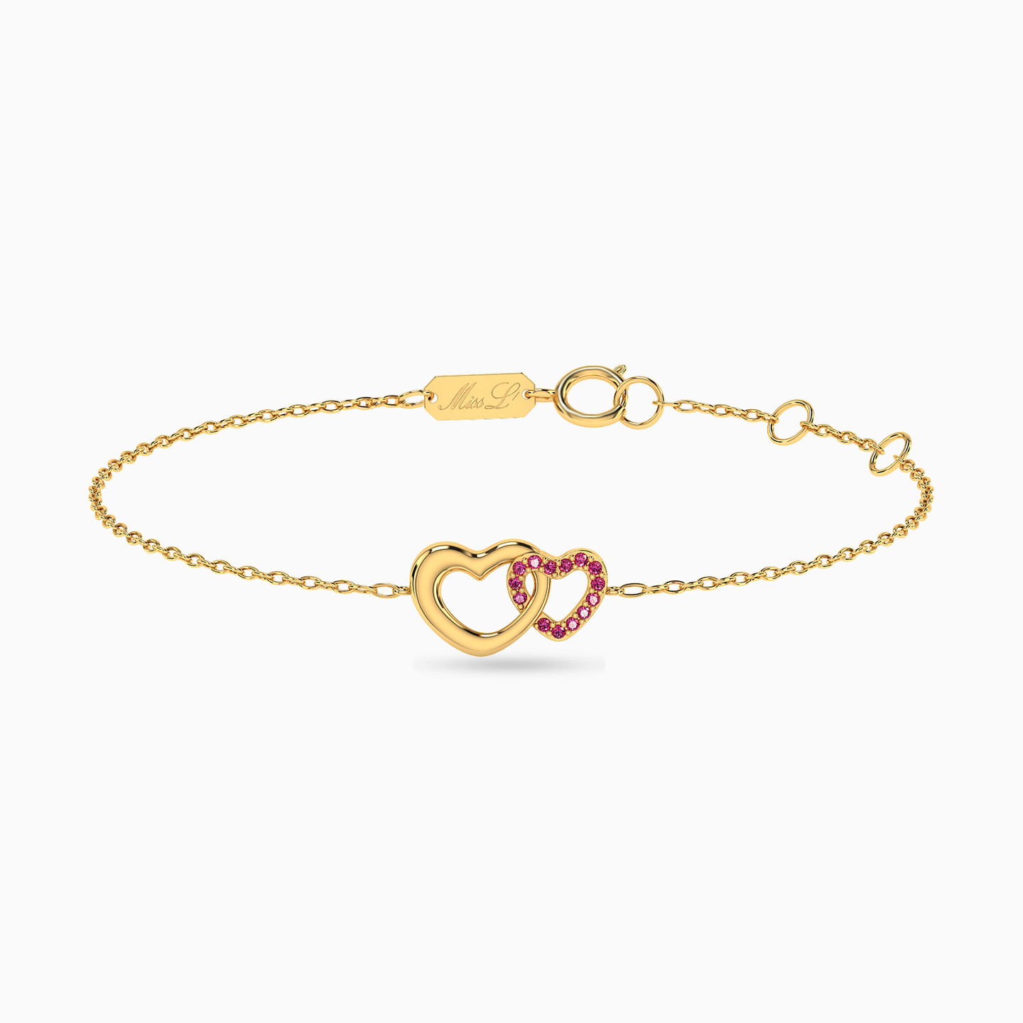 14K Gold Colored Stones Chain Bracelet