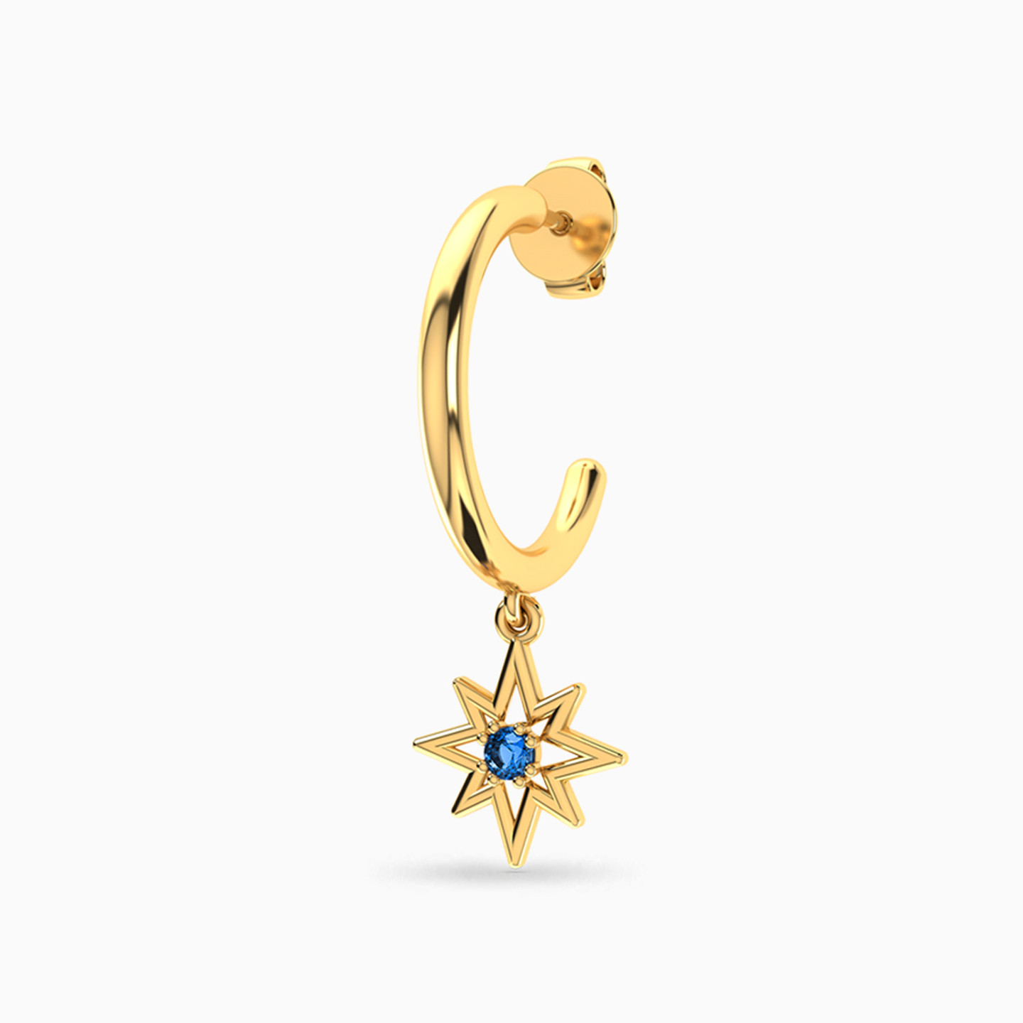 Star Blue Stone Hoop Earrings in 18K Gold - 3 Star Blue Stone Hoop Earrings in 18K Gold - 3
