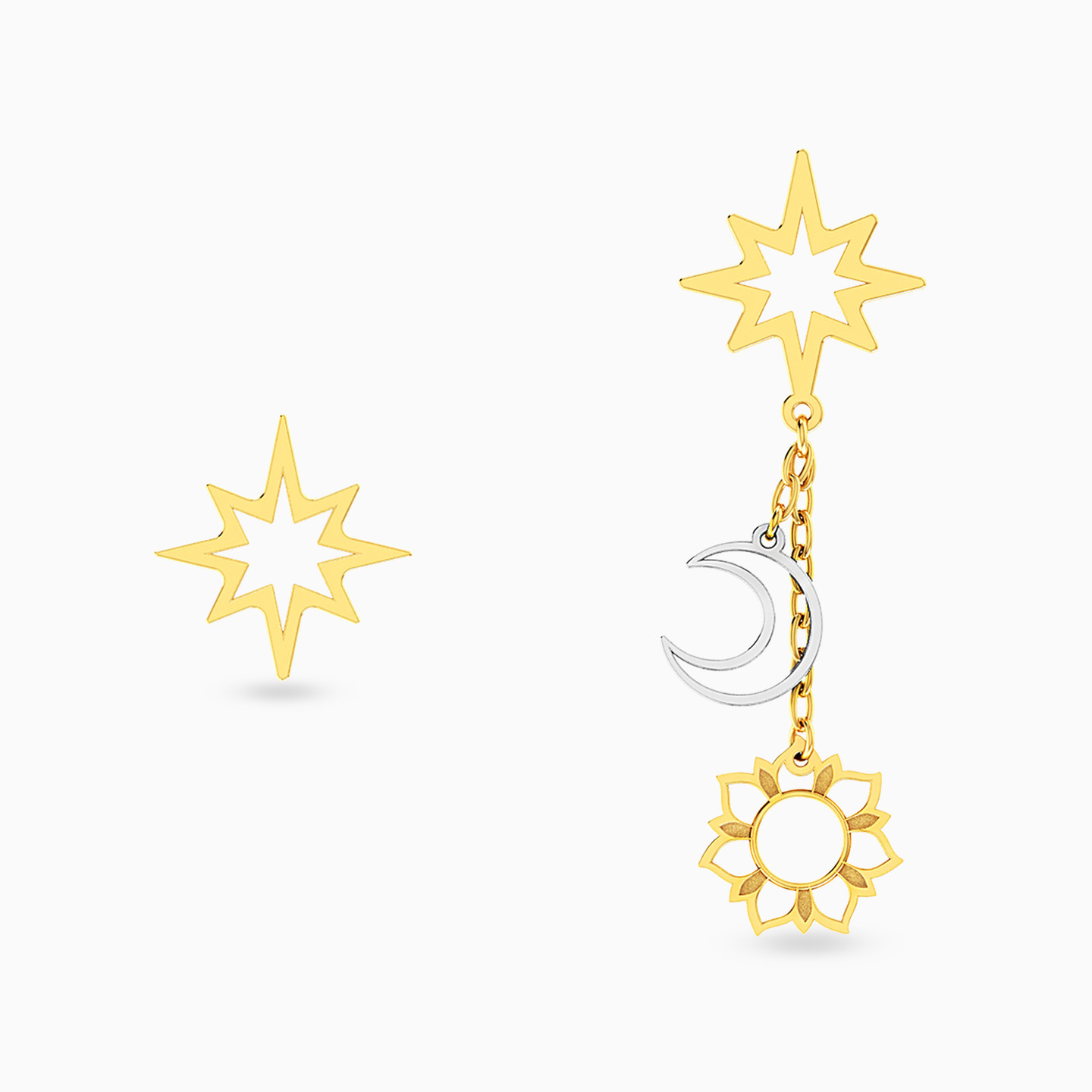 Celestial Stud & Drop Earrings in 18K Gold Celestial Stud & Drop Earrings in 18K Gold