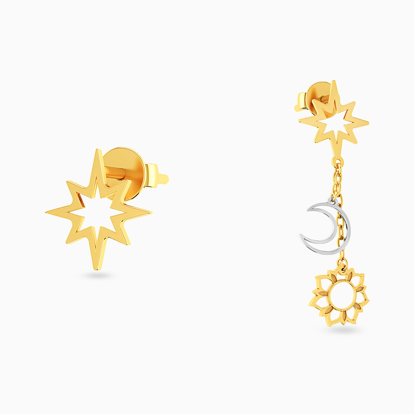 Celestial Stud & Drop Earrings in 18K Gold - 3 Celestial Stud & Drop Earrings in 18K Gold - 3