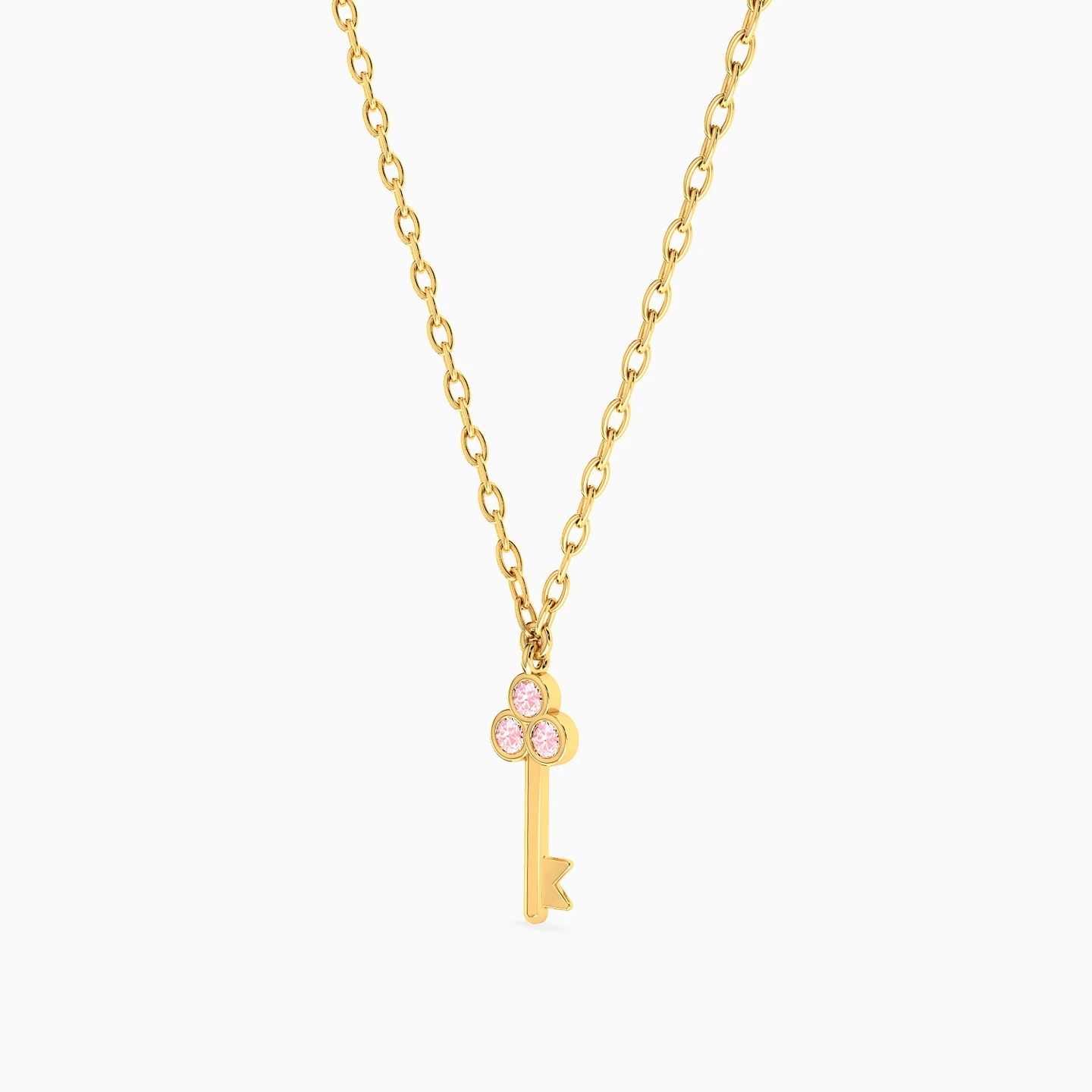Key Rose Stone Necklace in 14K Gold - 2 Key Rose Stone Necklace in 14K Gold - 2