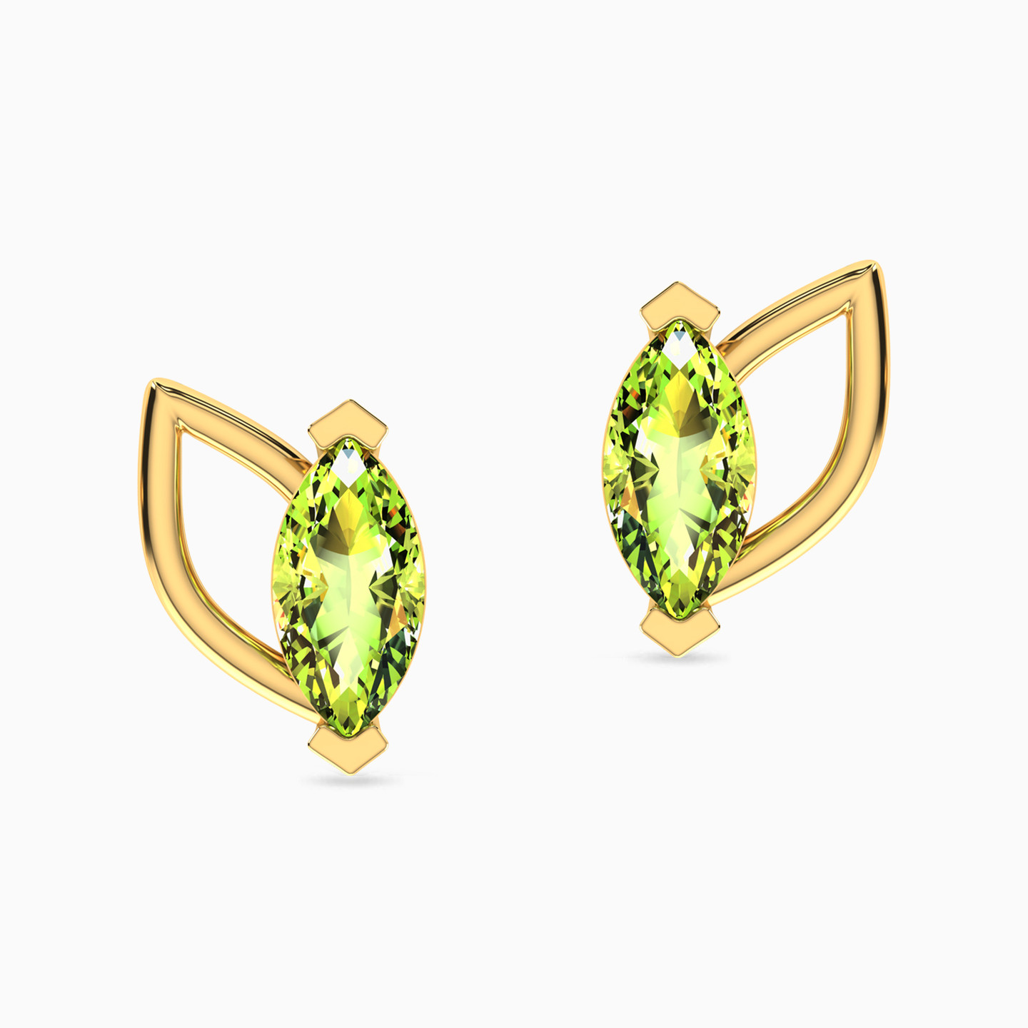 18K Gold Colored Stones Stud Earrings