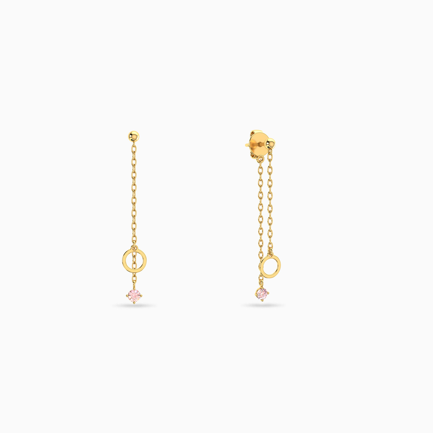 14K Gold Colored Stones Drop Earrings - 2