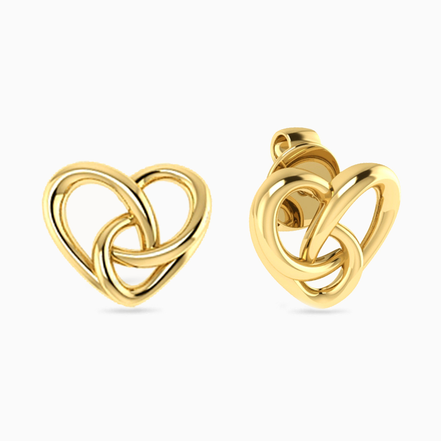 Heart Stud Earrings in 18K Gold - 2