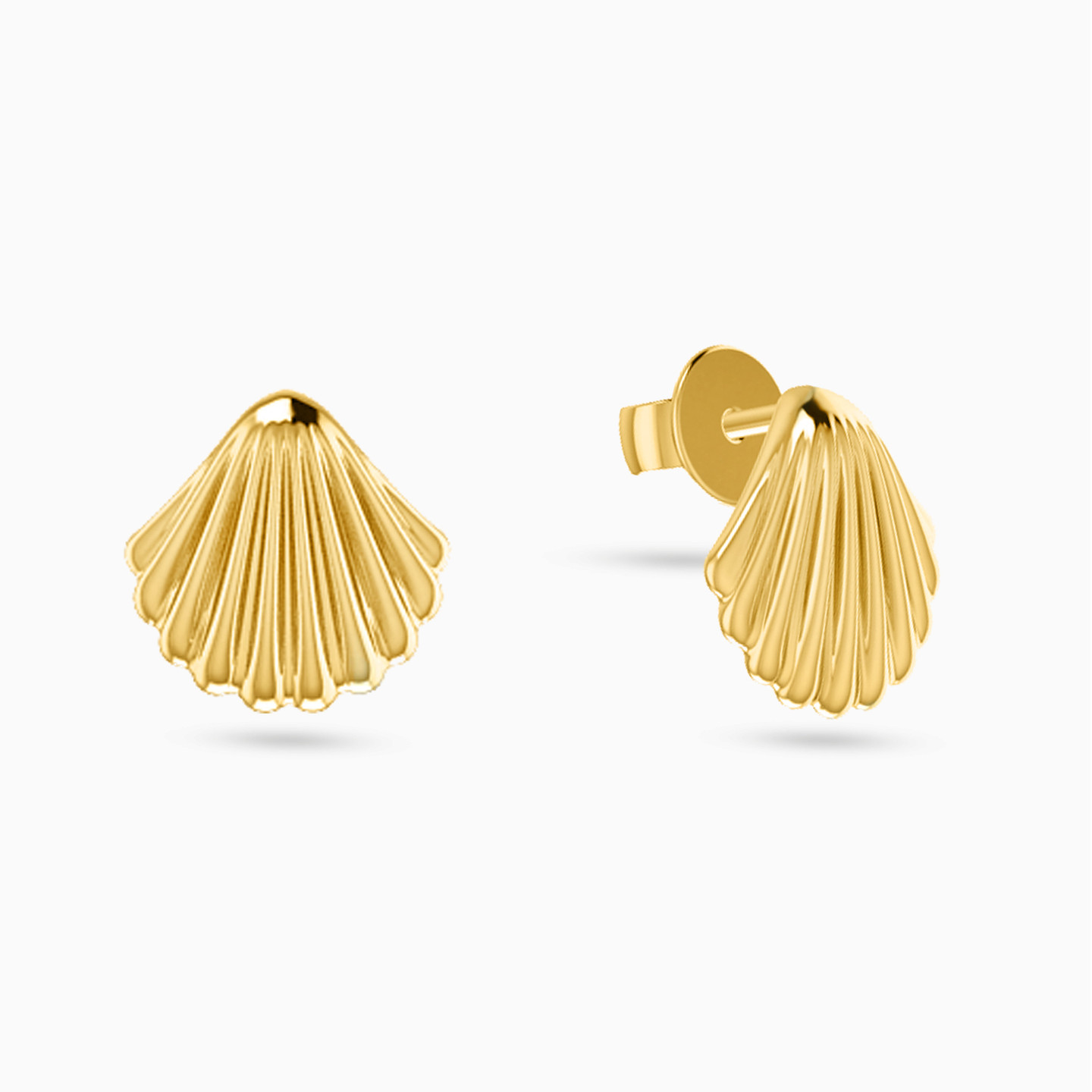 Seashell Stud Earrings in 18K Gold - 2 Seashell Stud Earrings in 18K Gold - 2
