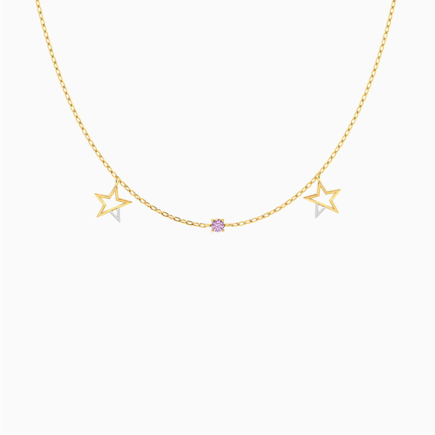 Star Rose Stone Chain Necklace in 18K Gold Star Rose Stone Chain Necklace in 18K Gold