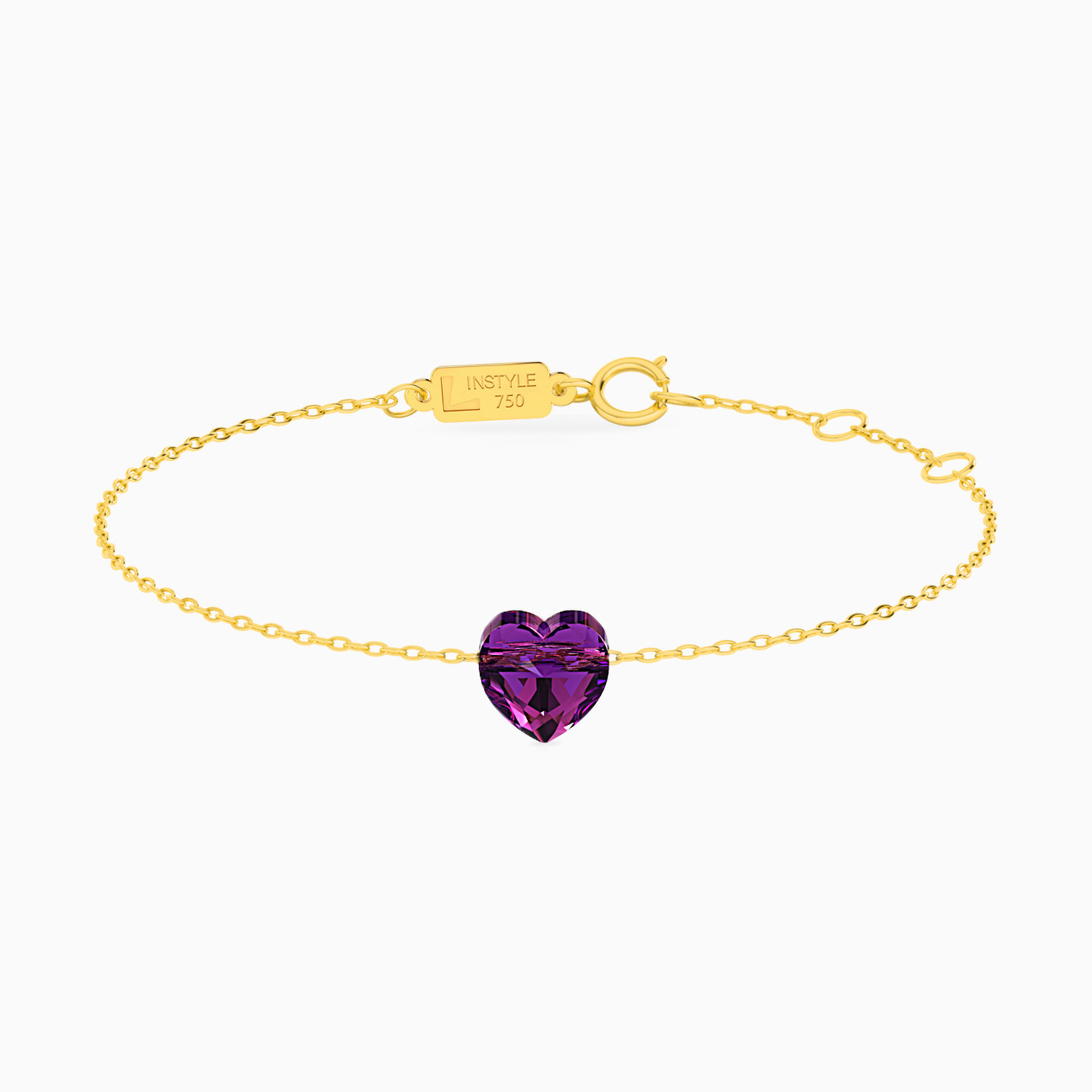 18K Gold Colored Stones Chain Bracelet