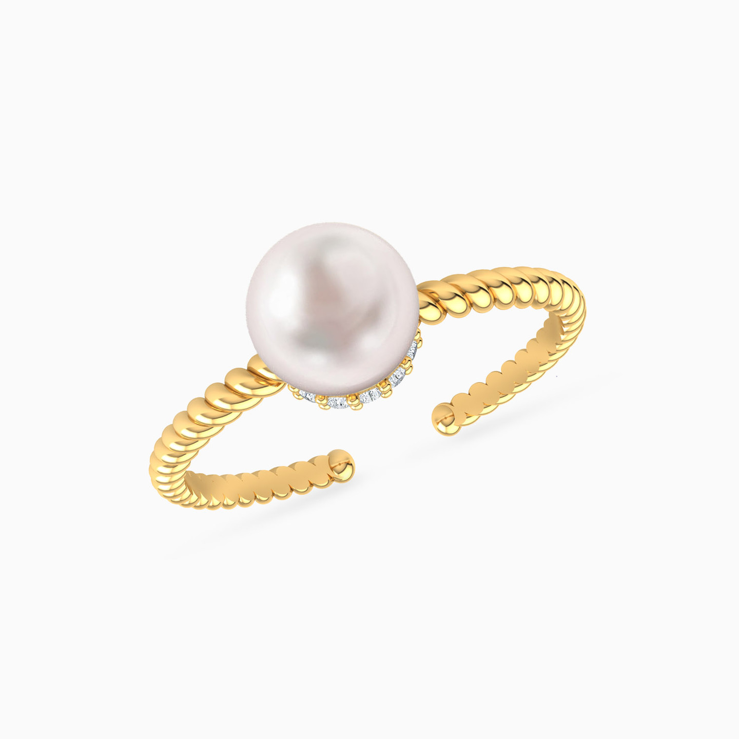 Round Pearls Full Set in 18K Gold (4 Pieces) - 4