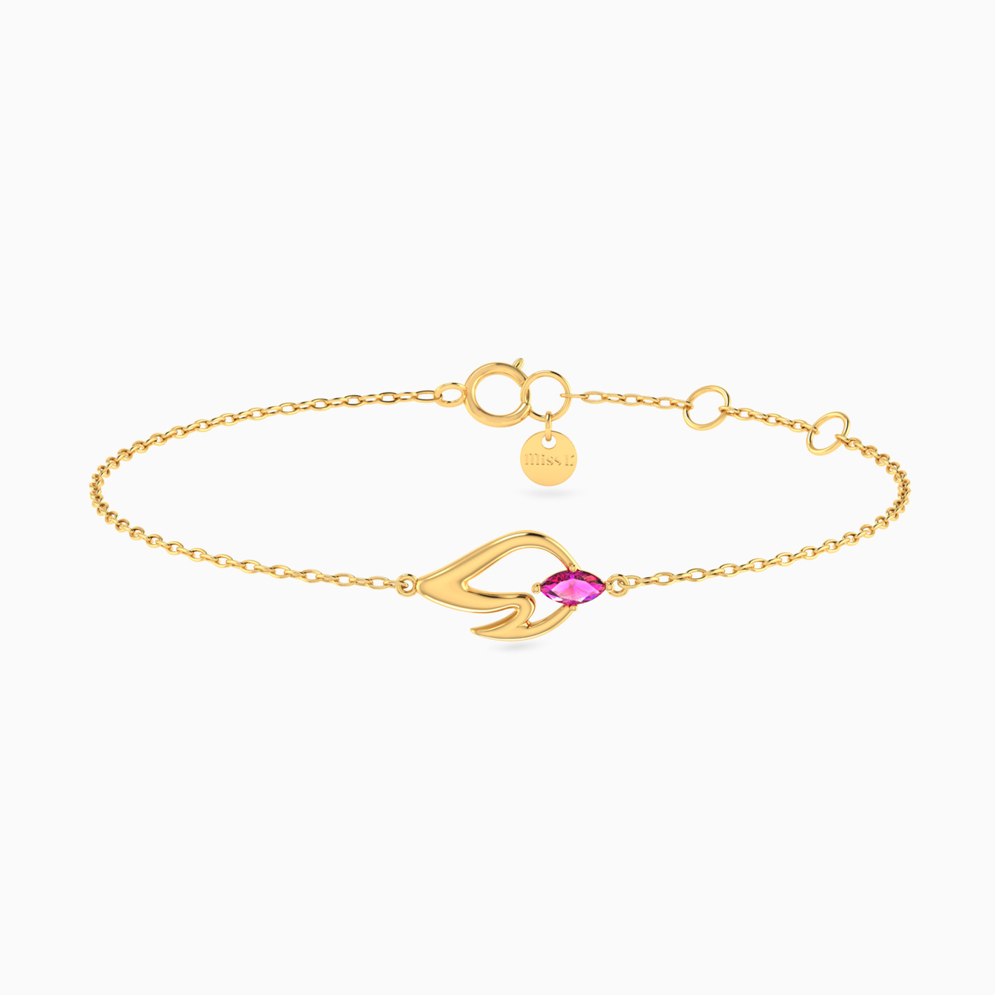 14K Gold Colored Stones Chain Bracelet