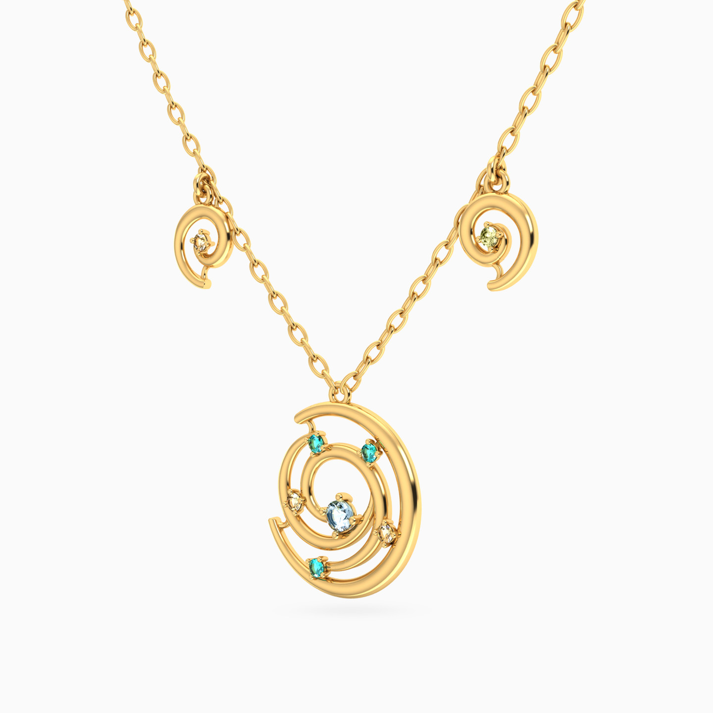 سلسلة تشوكر ذهب دوامة عيار 14 قيراط مزينة بحجر أخضر - 2 سلسلة تشوكر ذهب دوامة عيار 14 قيراط مزينة بحجر أخضر - 2