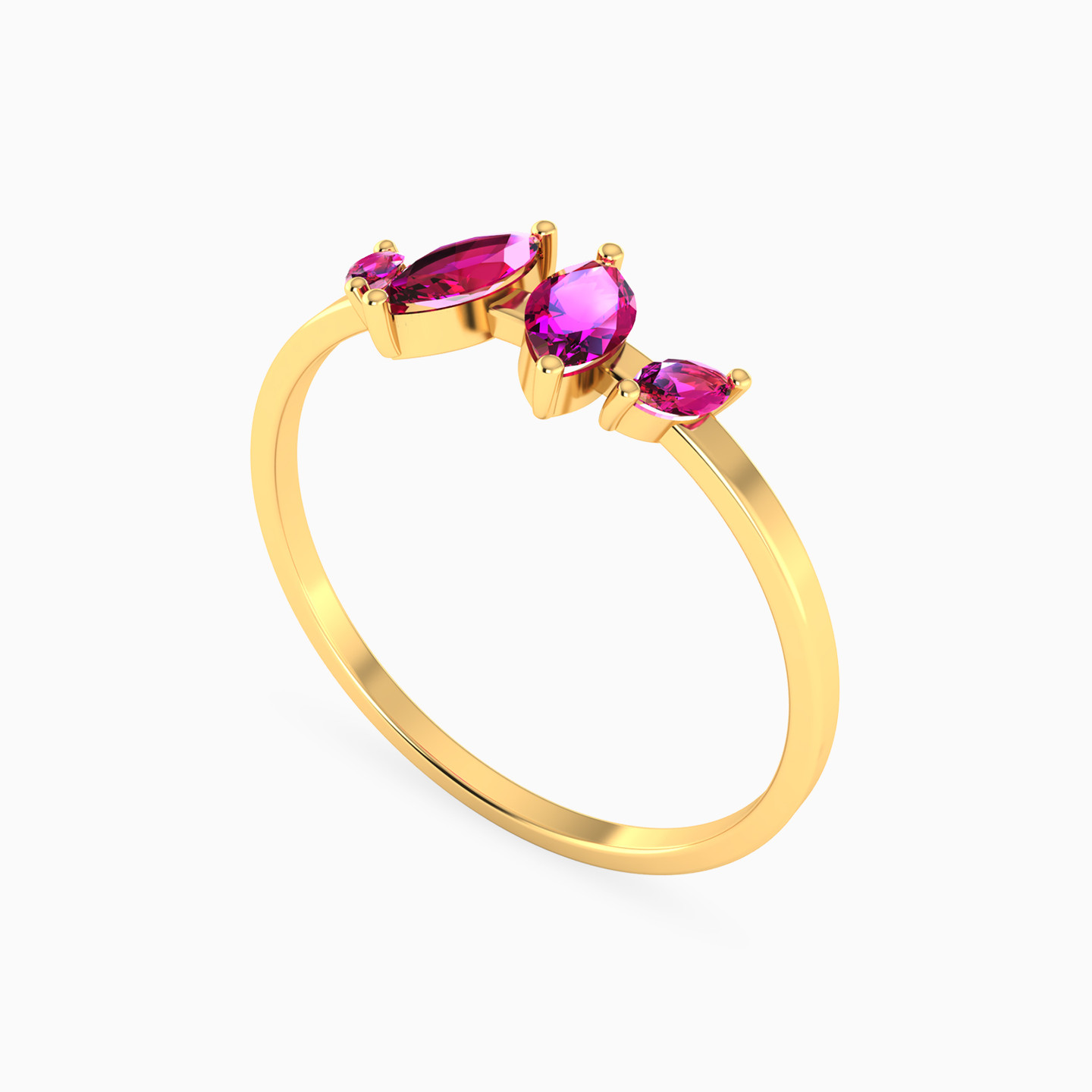 14K Gold Colored Stones Statement Ring - 2