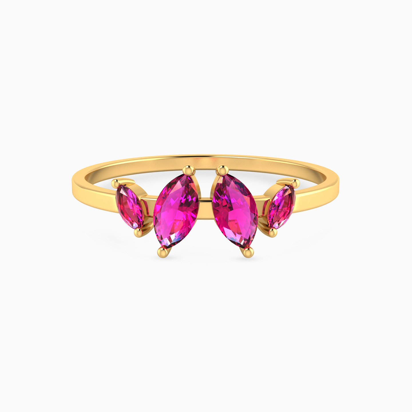 14K Gold Colored Stones Statement Ring