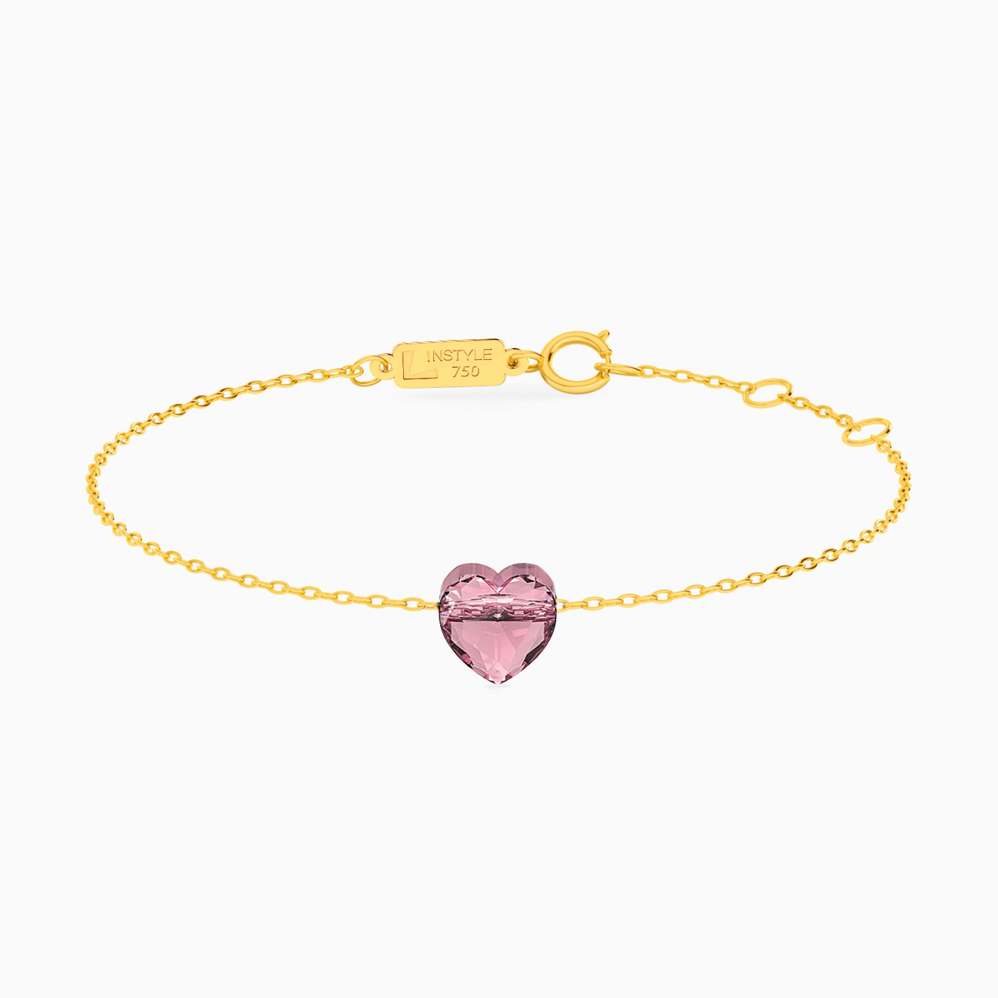 Heart Rose Stone Chain Bracelet in 18K Gold Heart Rose Stone Chain Bracelet in 18K Gold