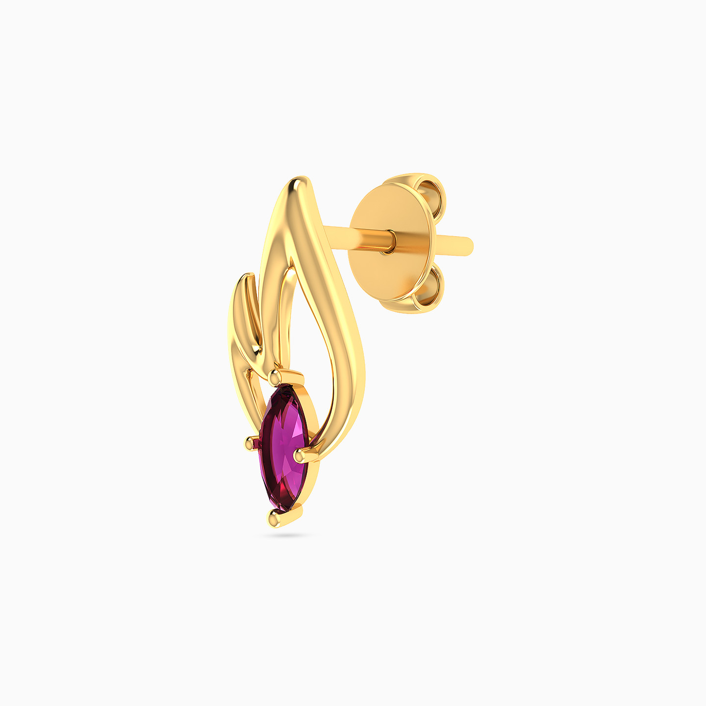 Flame Purple Stone Stud Earrings in 14K Gold - 3 Flame Purple Stone Stud Earrings in 14K Gold - 3