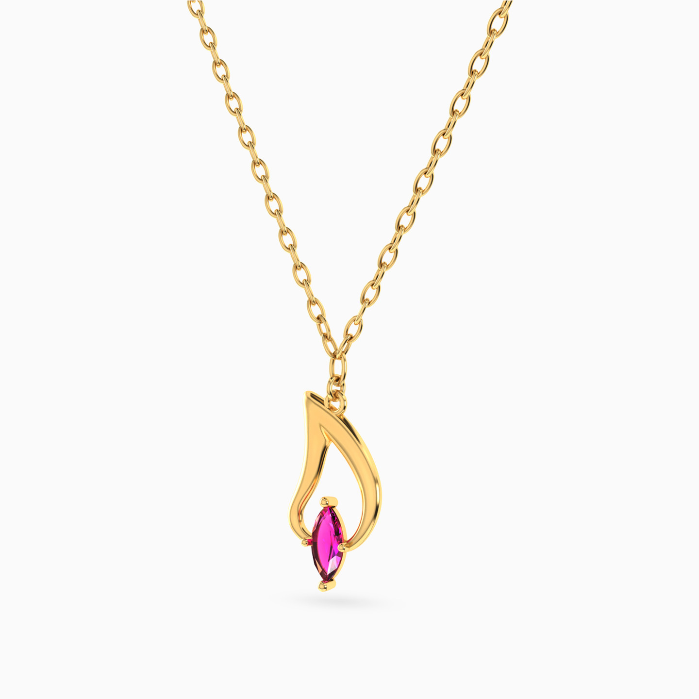 Flame Rose Stone Necklace in 14K Gold - 2 Flame Rose Stone Necklace in 14K Gold - 2