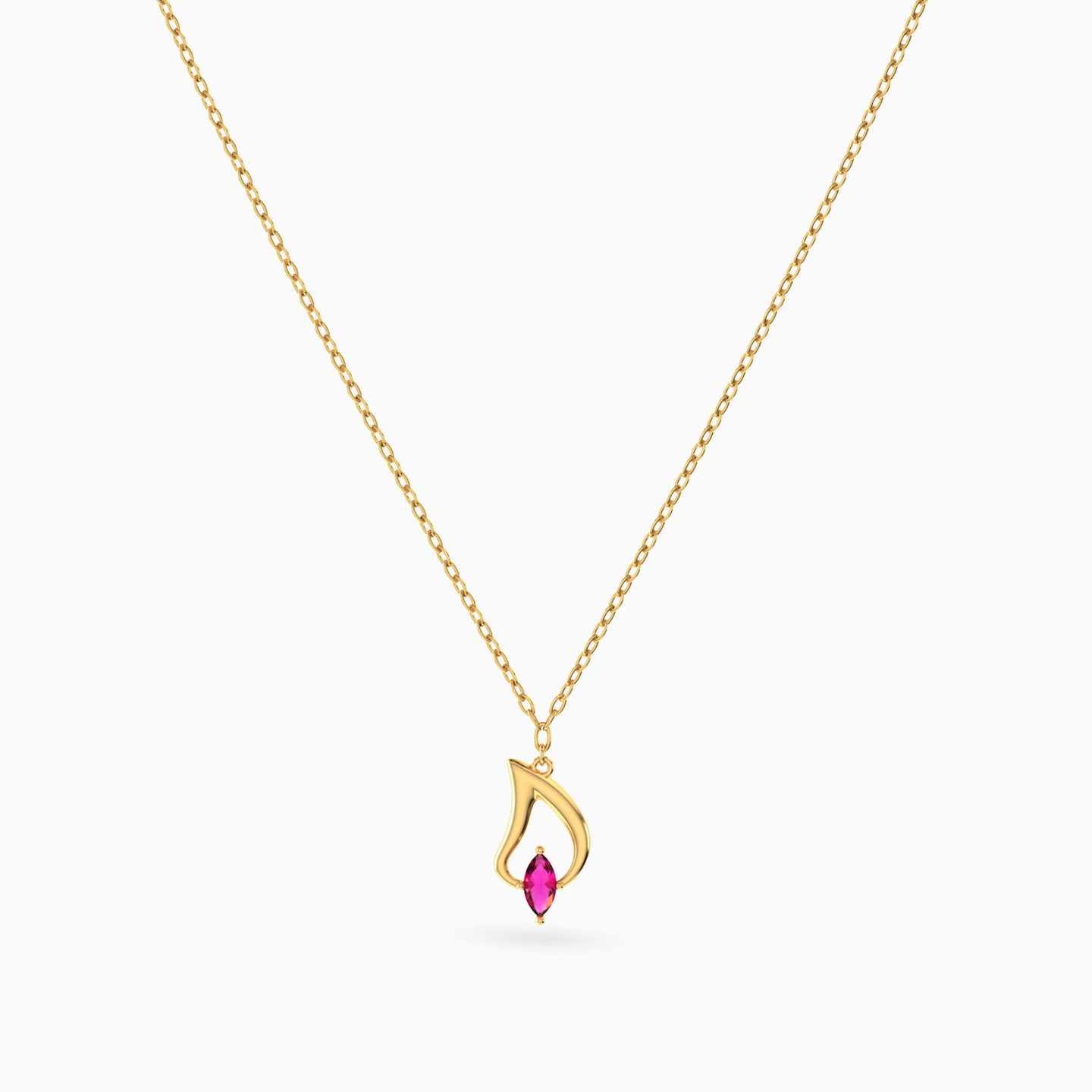 Flame Rose Stone Necklace in 14K Gold - 3 Flame Rose Stone Necklace in 14K Gold - 3