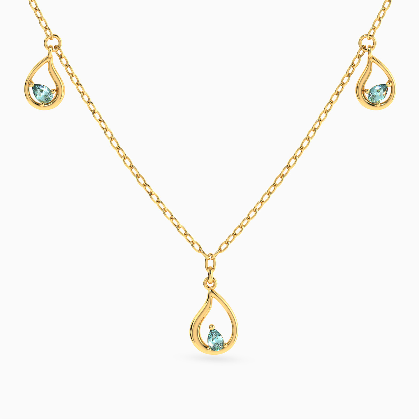 Pear Green Stones Choker Necklace in 14K Gold Pear Green Stones Choker Necklace in 14K Gold