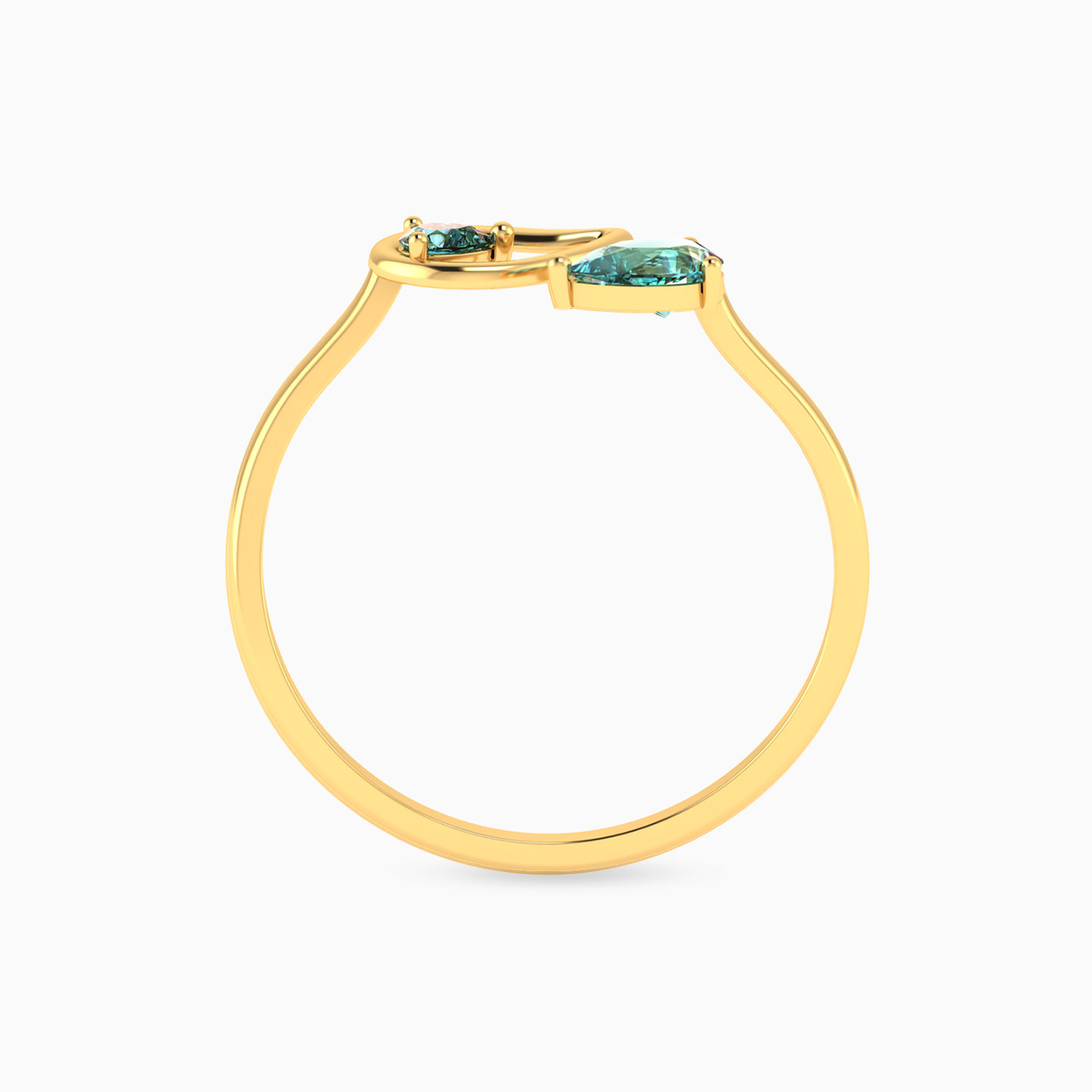14K Gold Colored Stones Two-headed Ring - 3