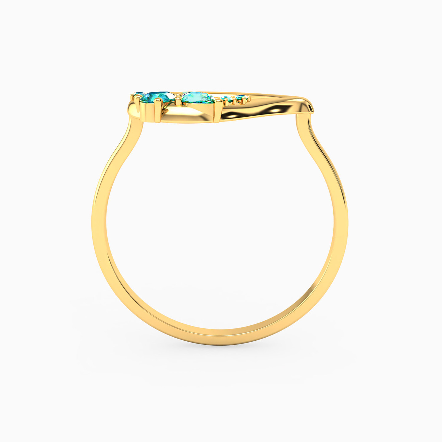 14K Gold Colored Stones Statement Ring - 3