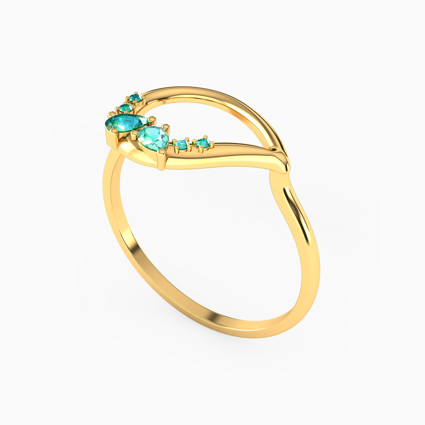 14K Gold Colored Stones Statement Ring - 2