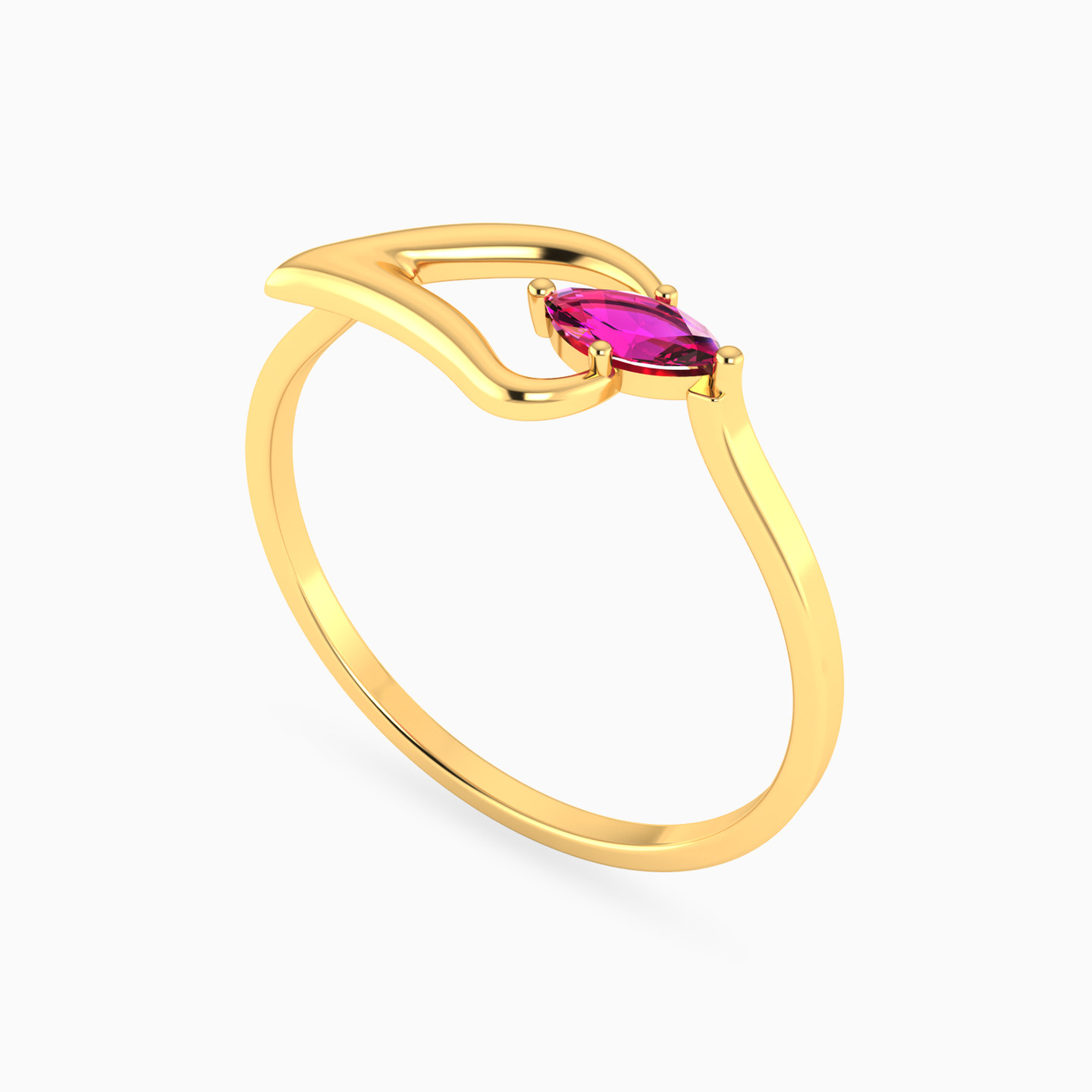 Flame Rose Stone Ring in 14K Gold - 2 Flame Rose Stone Ring in 14K Gold - 2
