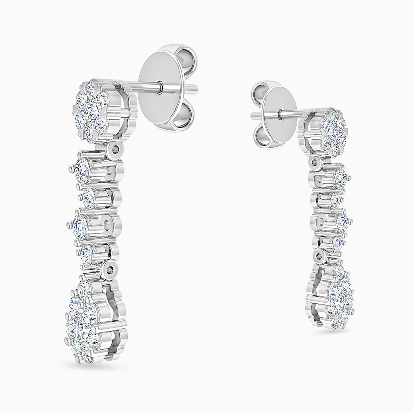 18K Gold Diamond Drop Earrings - 3